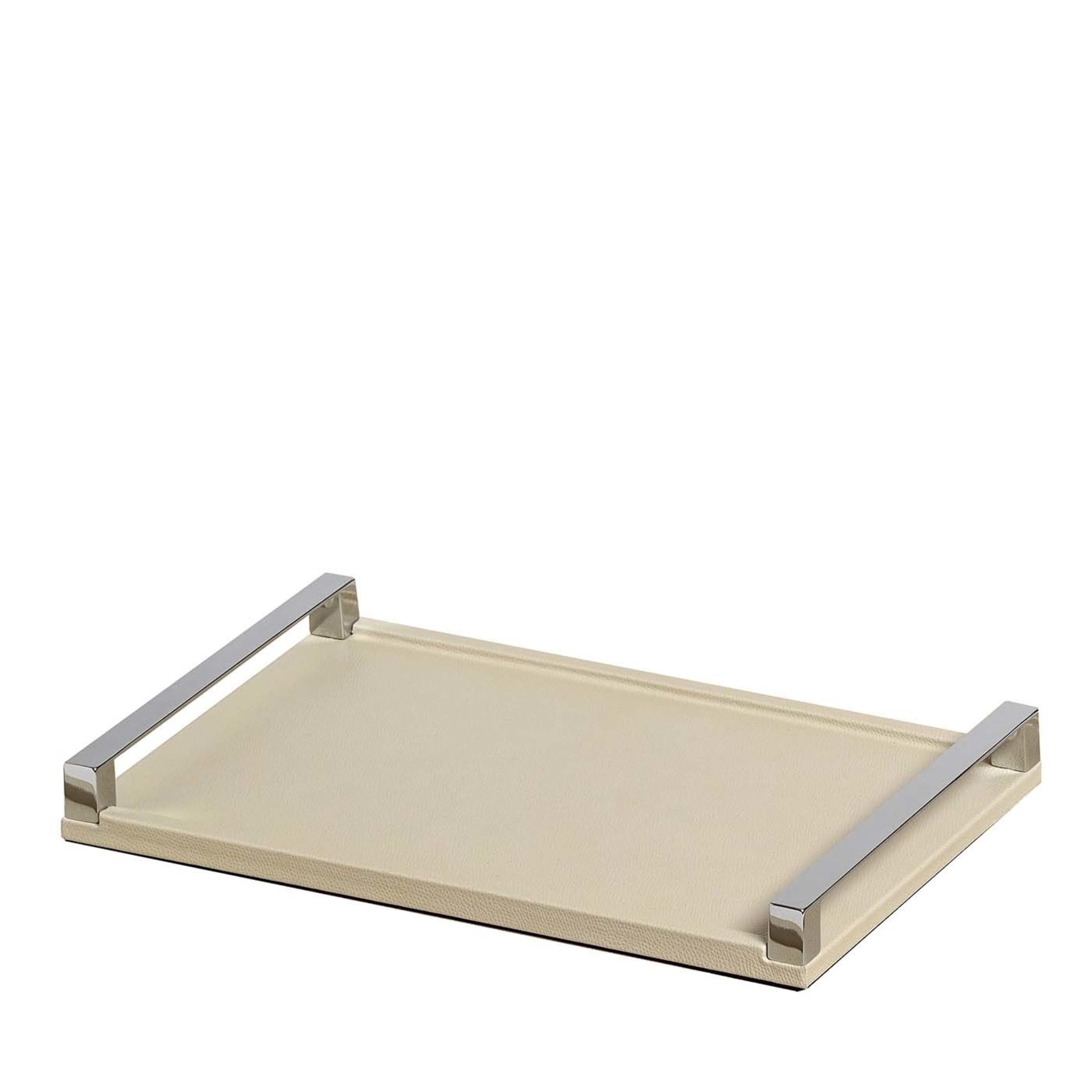 Giove Small Ivory Leather Tray - Main view