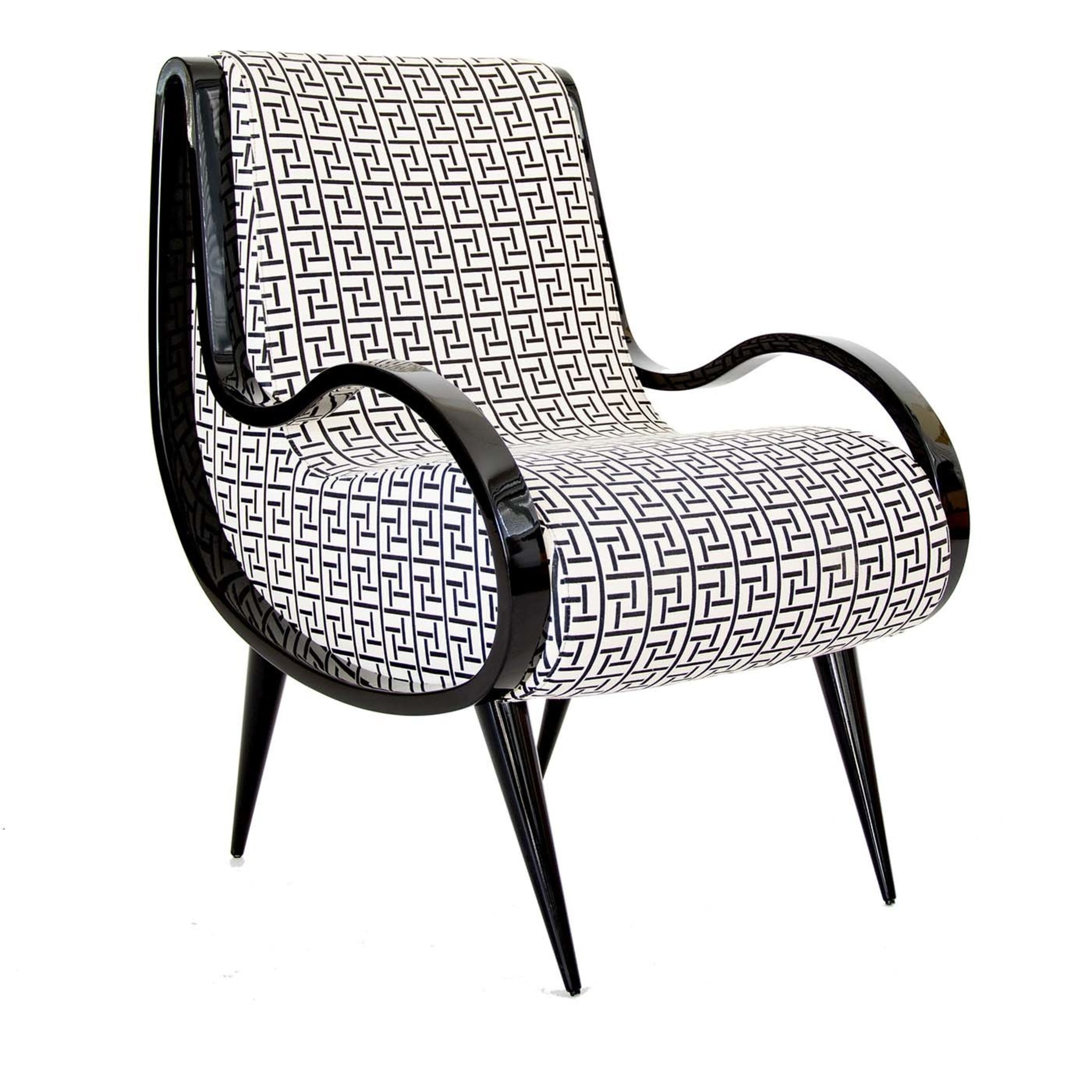 Eclipse armchair in black and white fabric - Main view
