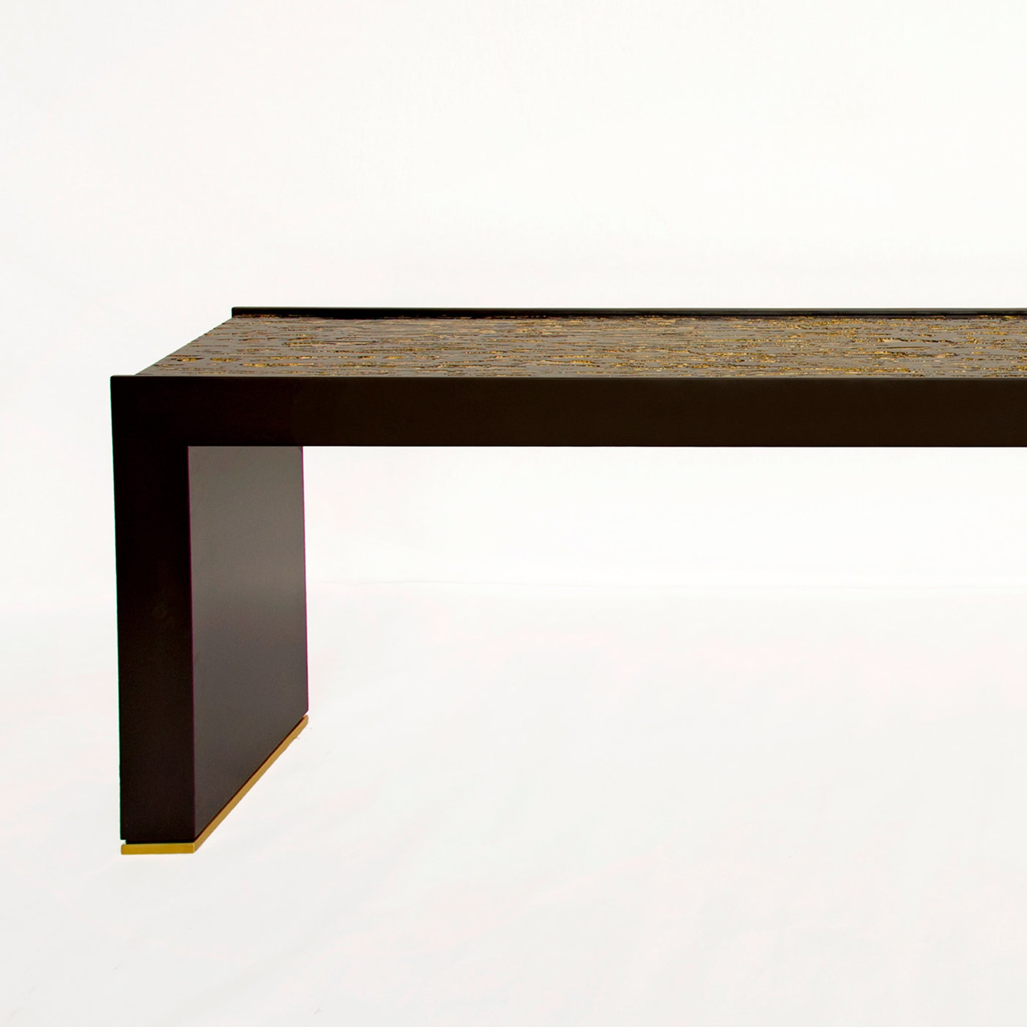 Console table in black and gold wood - Alternative view 1