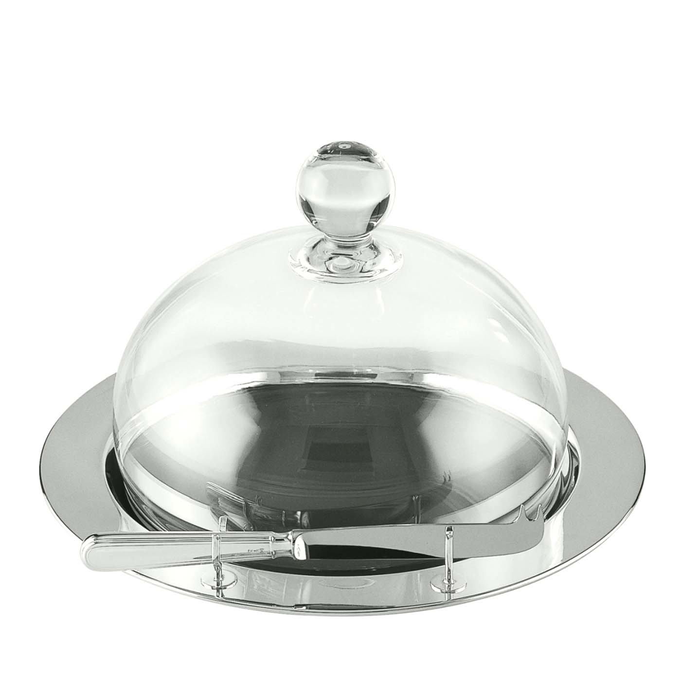 Essentia Cheese Tray with Crystal Dome Cover and Knife - Schiavon