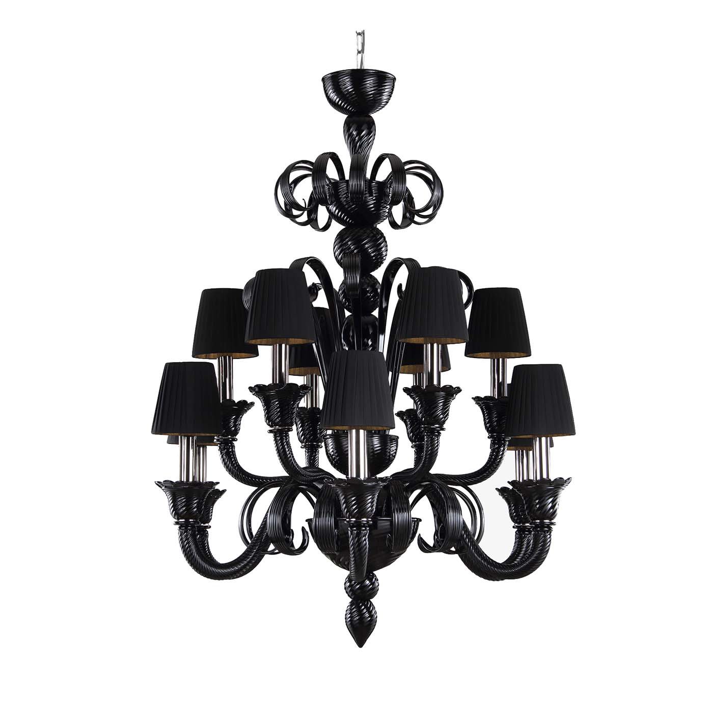 IKO two-tiered chandelier in glass and organza - Multiforme