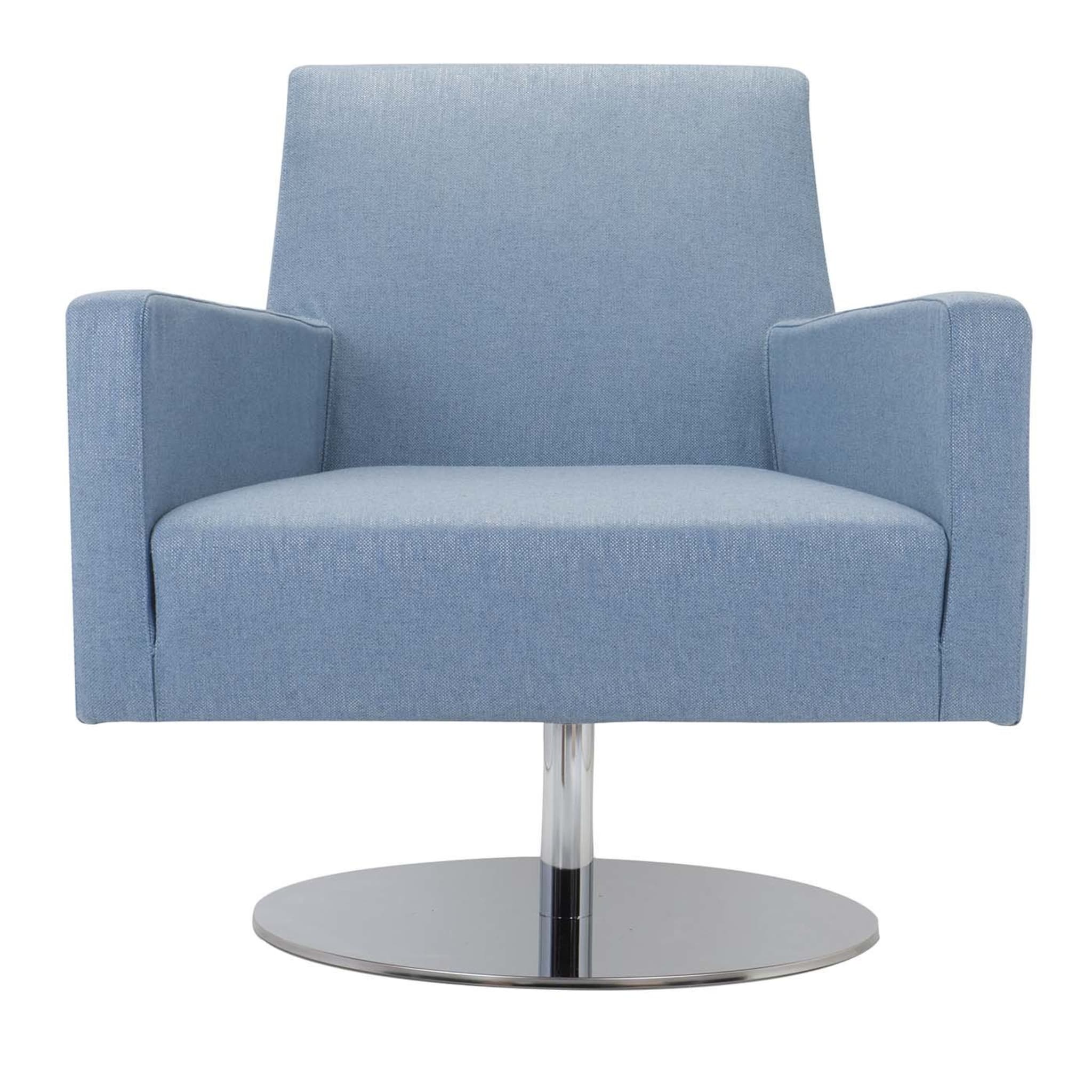 Boston Hellblauer Sessel mit drehbarem Metallgestell - Hauptansicht
