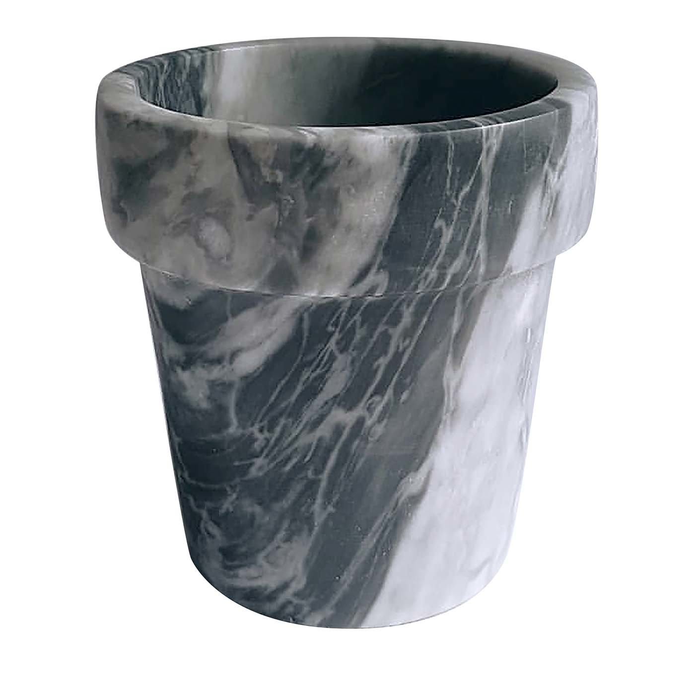 Mini Cactus Vase in Bardiglio Gray Marble - Carrara Home Design