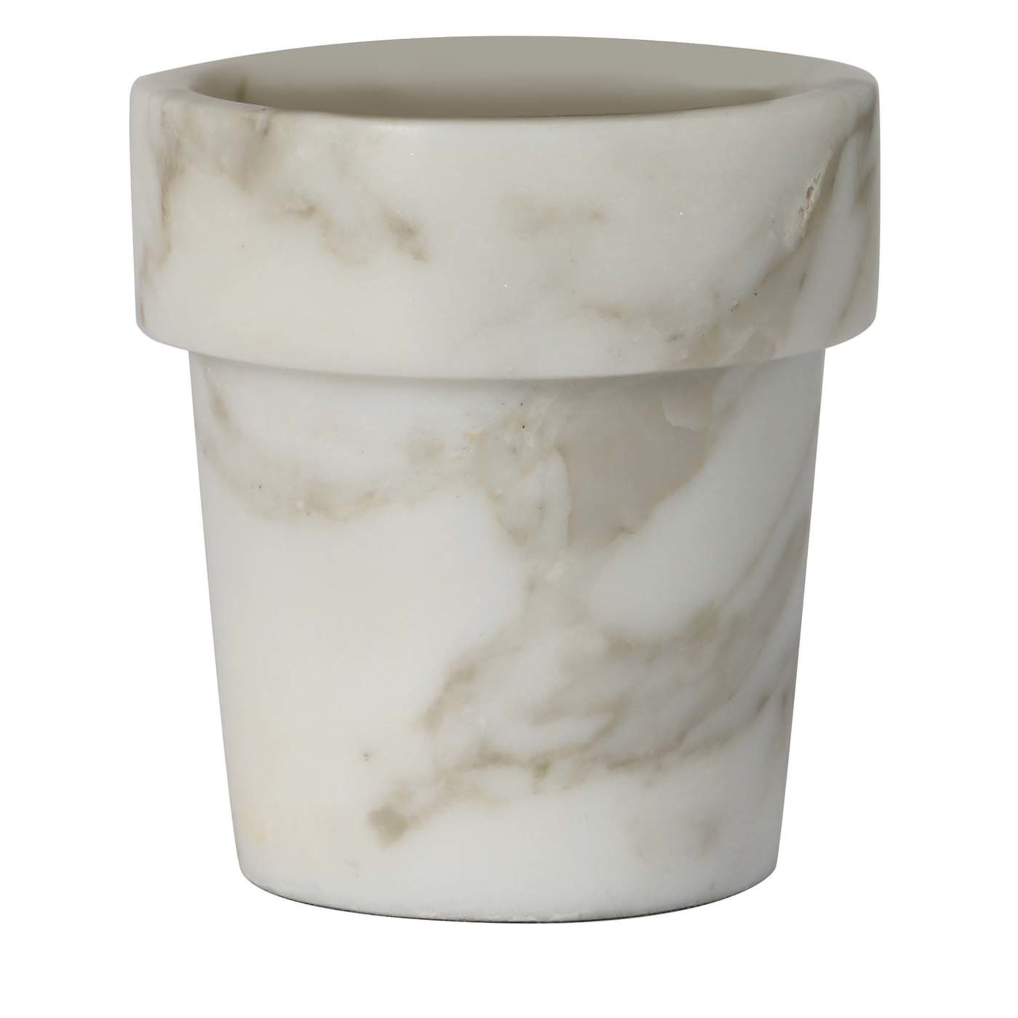 Mini vase à cactus en marbre blanc Calcatta - Vue principale