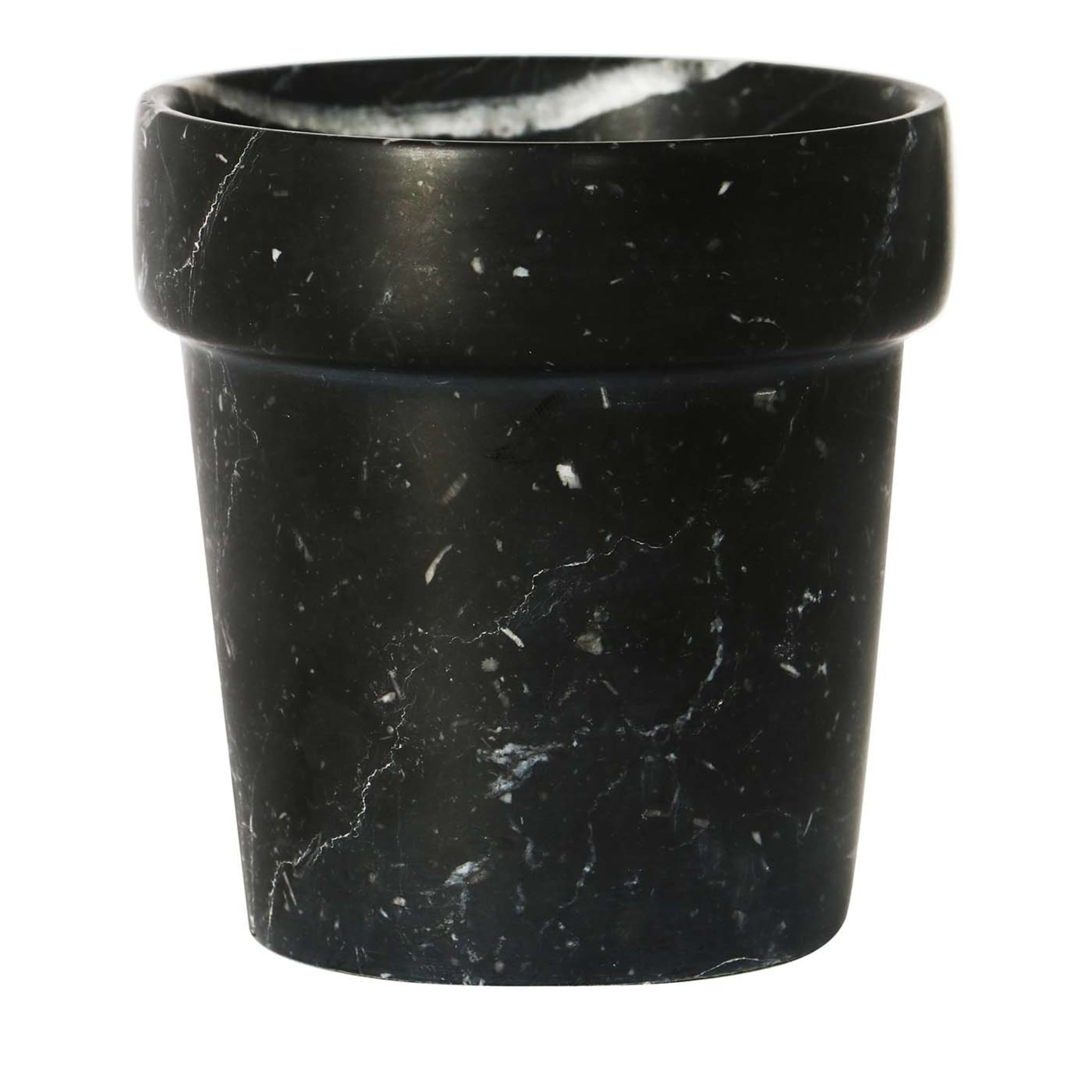 Mini vase à cactus en marbre noir Marquina - Vue principale