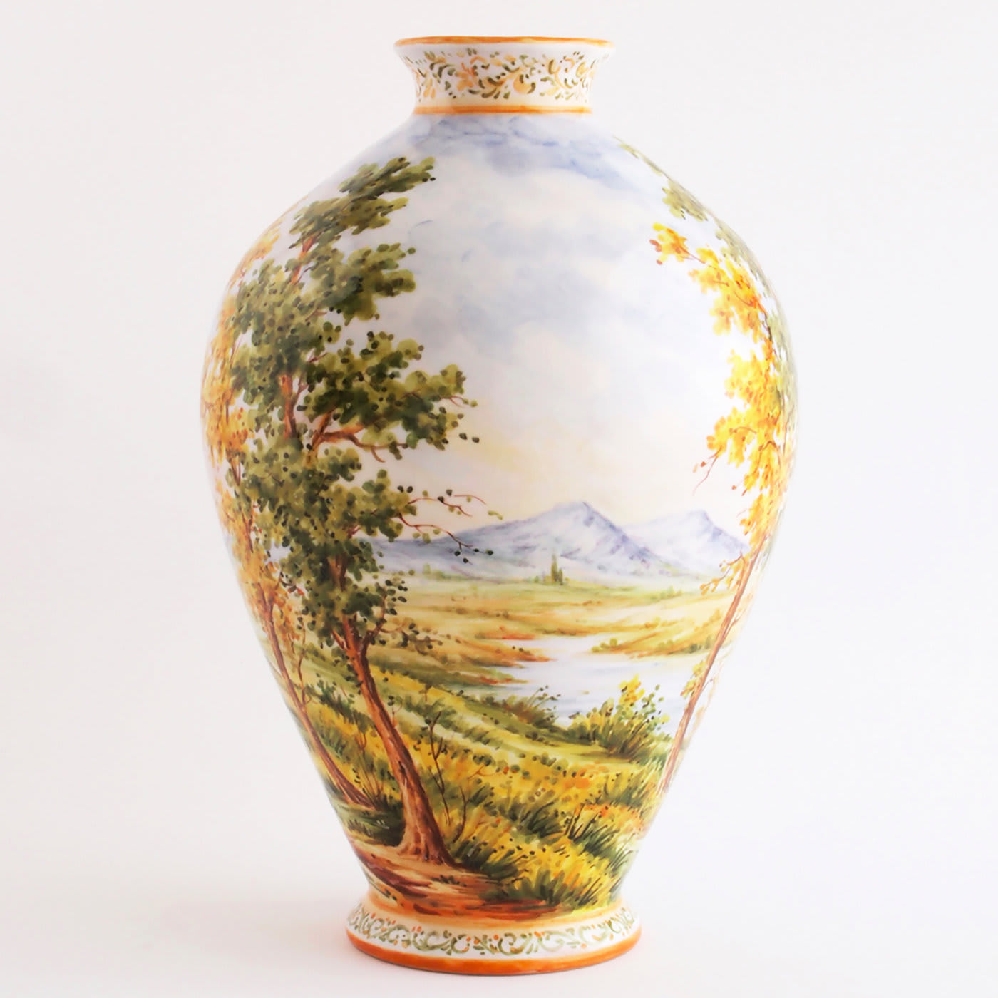 Il Classico Maiolica Traditional Landscape Vase - Ceramiche Santalucia