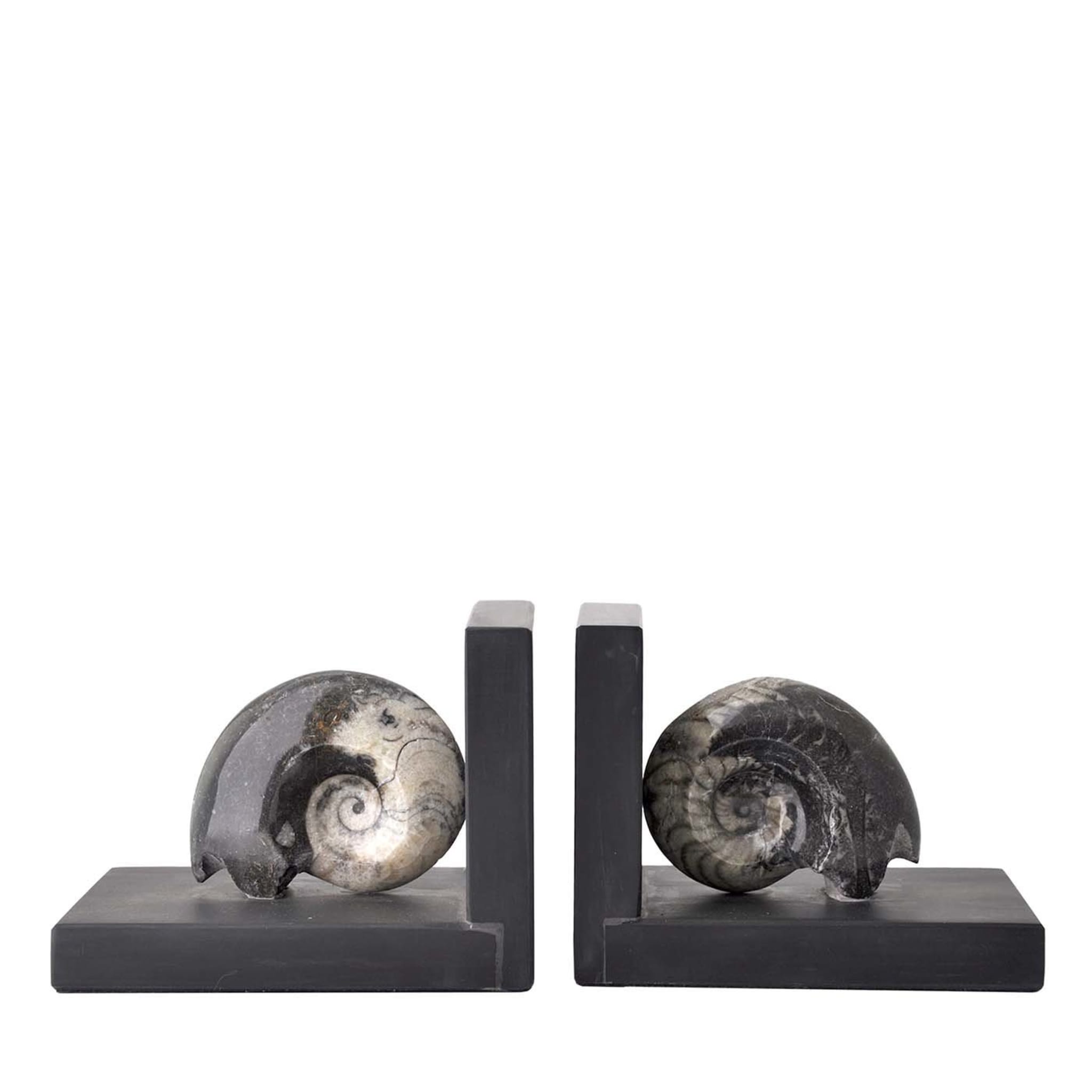 Fossiline Set of Black Bookends by Nino Basso - Main view