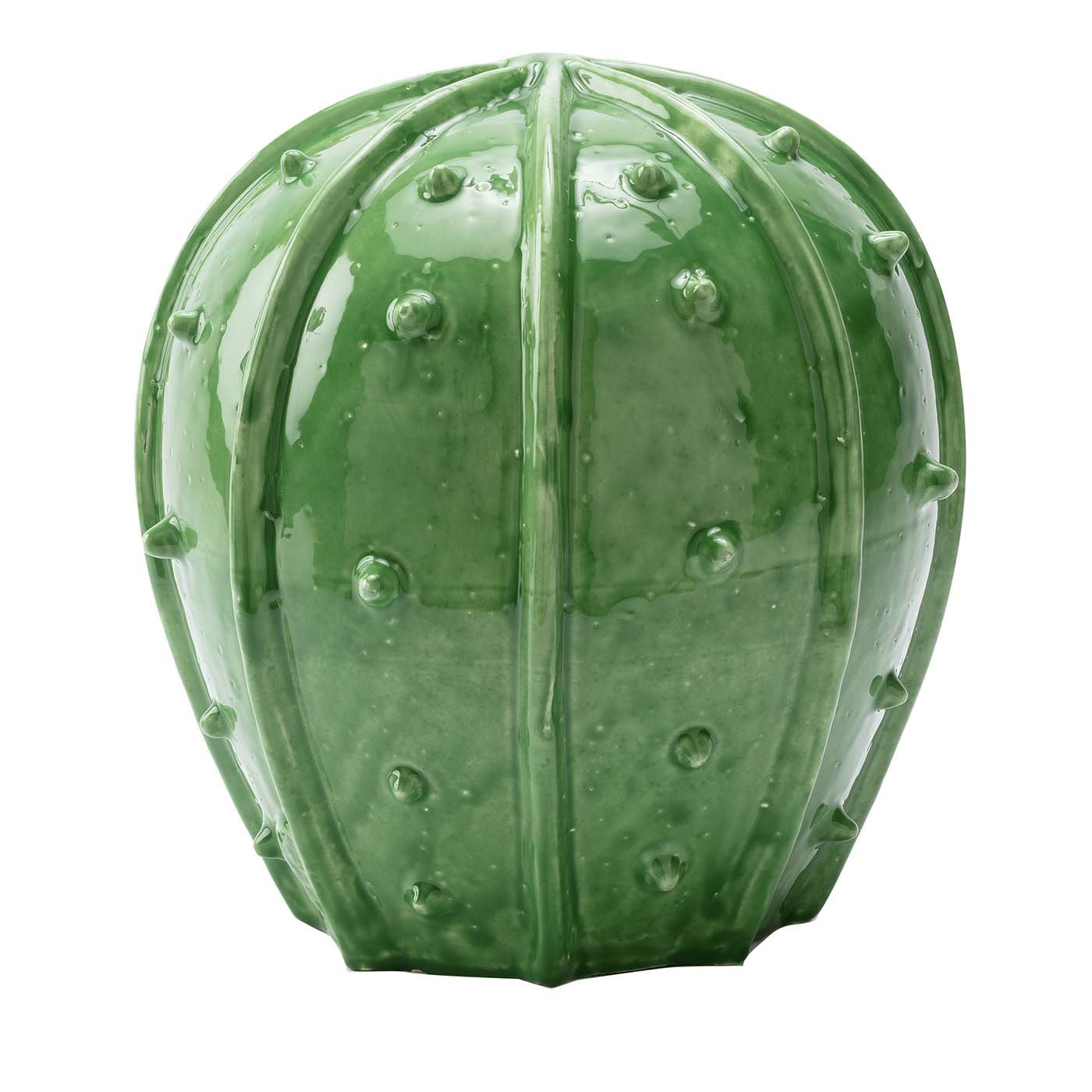 Cactus Green Round Sculpture - Cerasarda