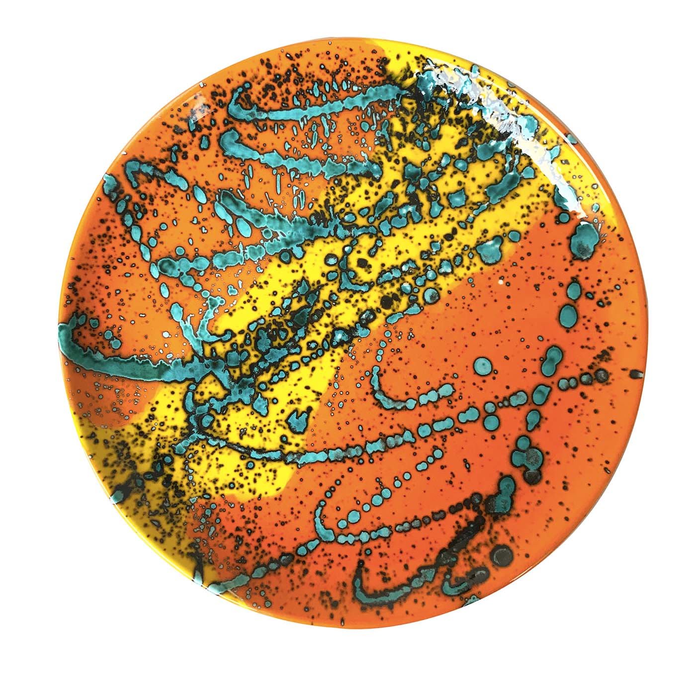 Seleni Orange and Green Decorative Plate - Ceramiche Artistiche Giannini