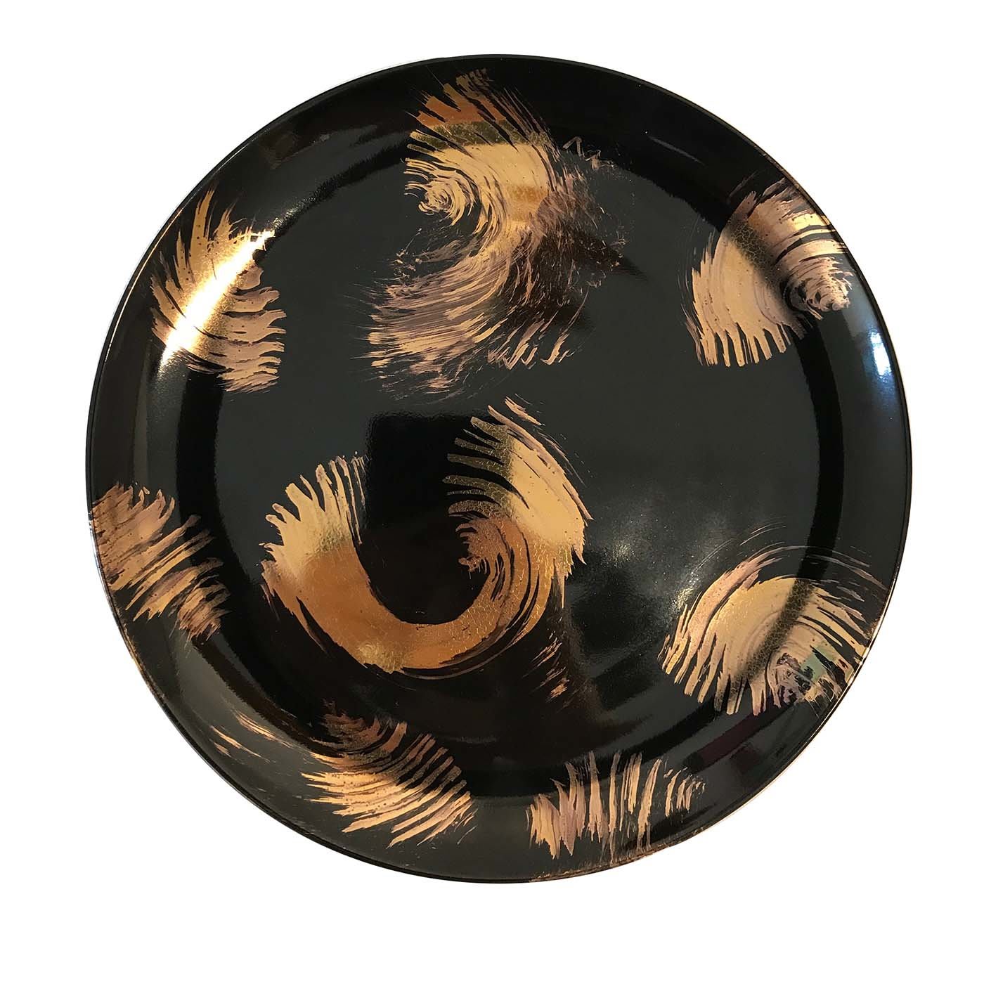 Ventagli Black and Gold Decorative Plate - Ceramiche Artistiche Giannini