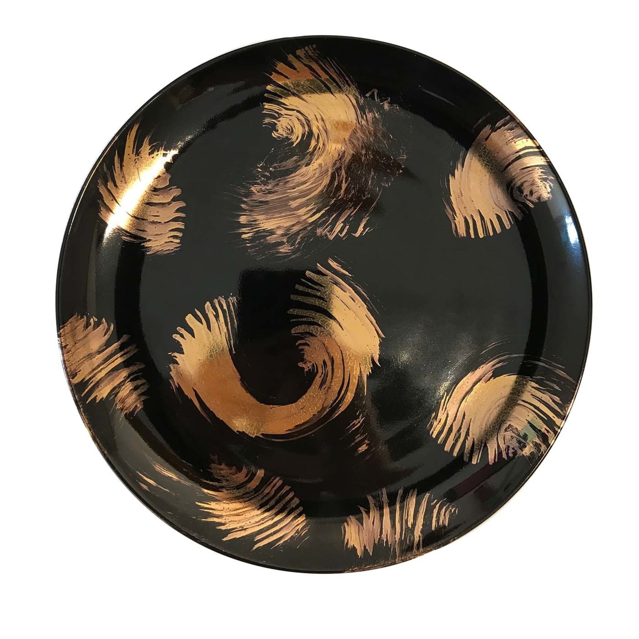 Ventagli Black and Gold Decorative Plate - Main view