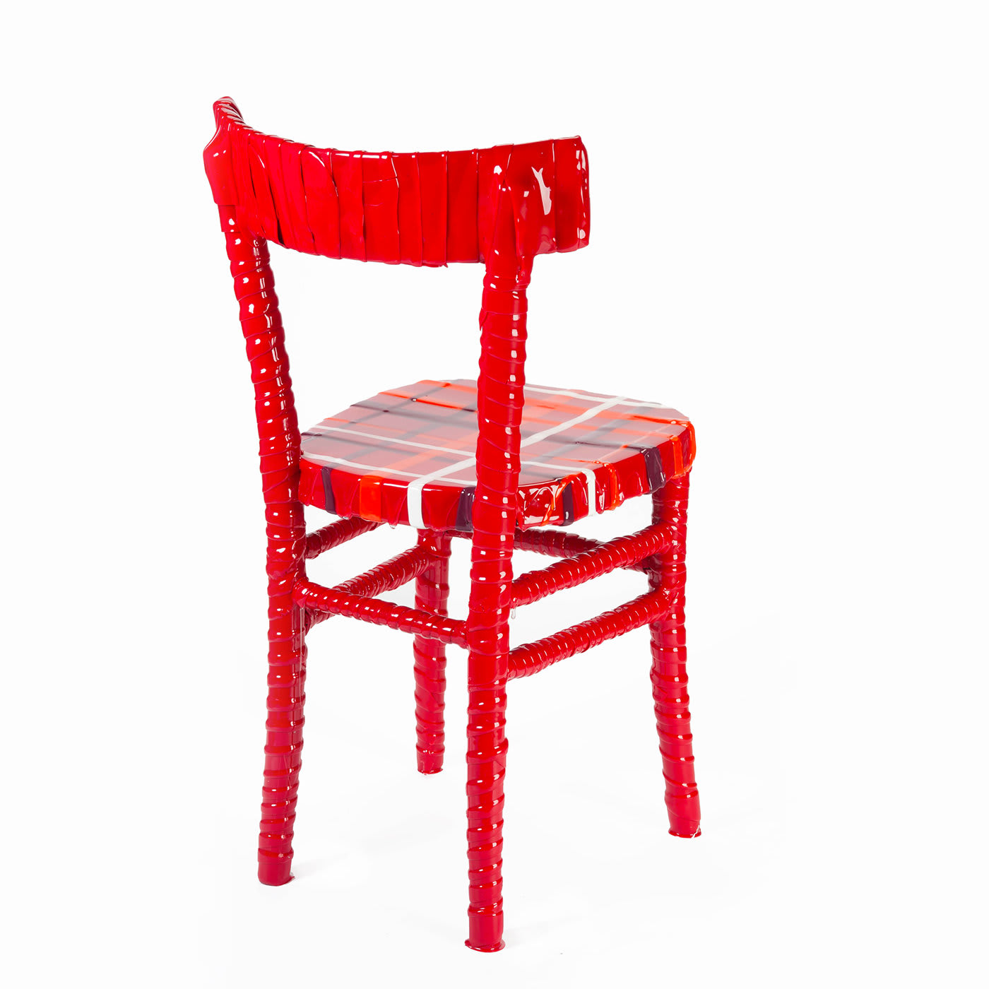 N. 02/20 One-Off striped red resin chair by Paola Navone - Corsi Design Factory