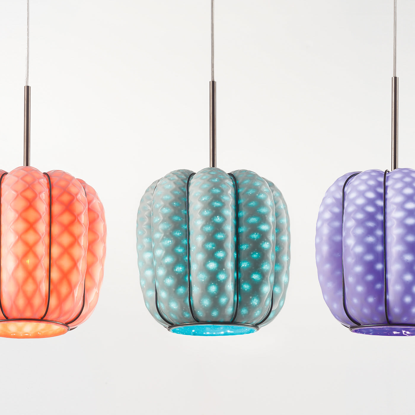 Nest teal glass pendant light - Siru Illuminazione