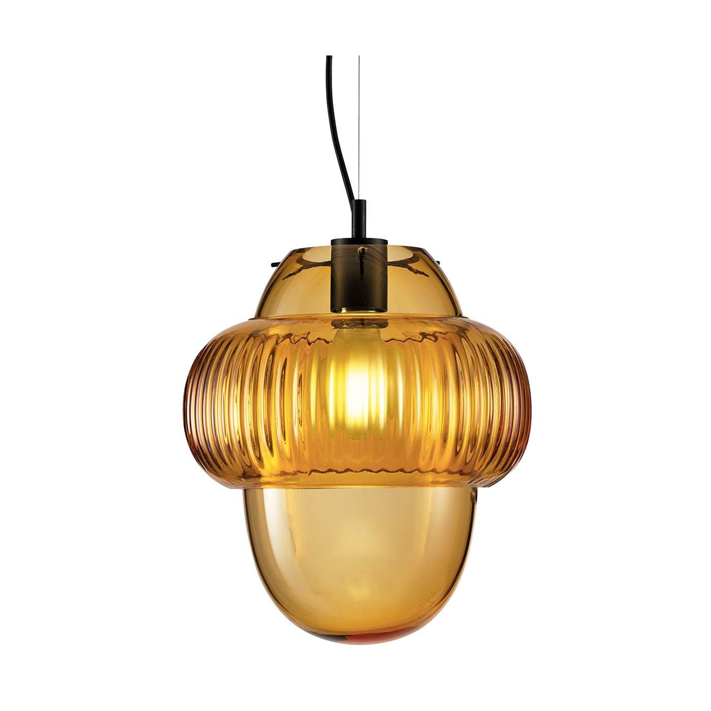 Oround amber glass pendant light - Siru Illuminazione