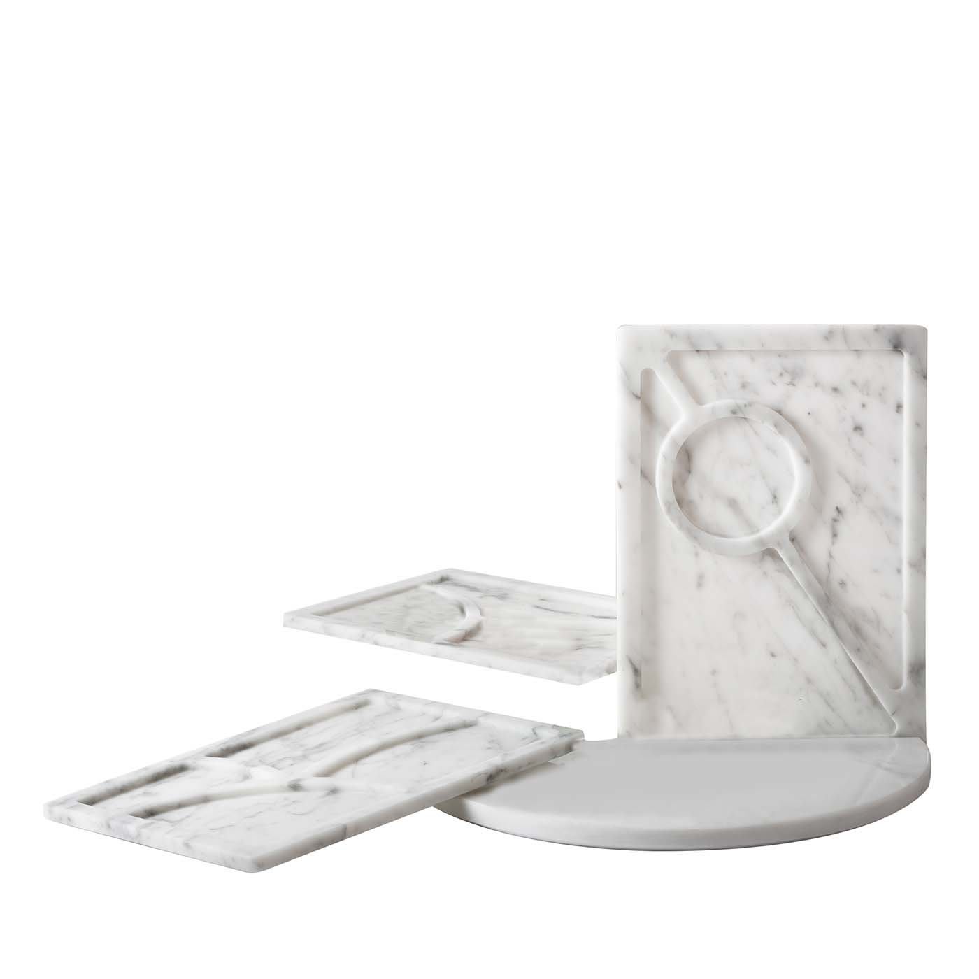 Fidia White Set of Trays and Chopping Board - Lithea