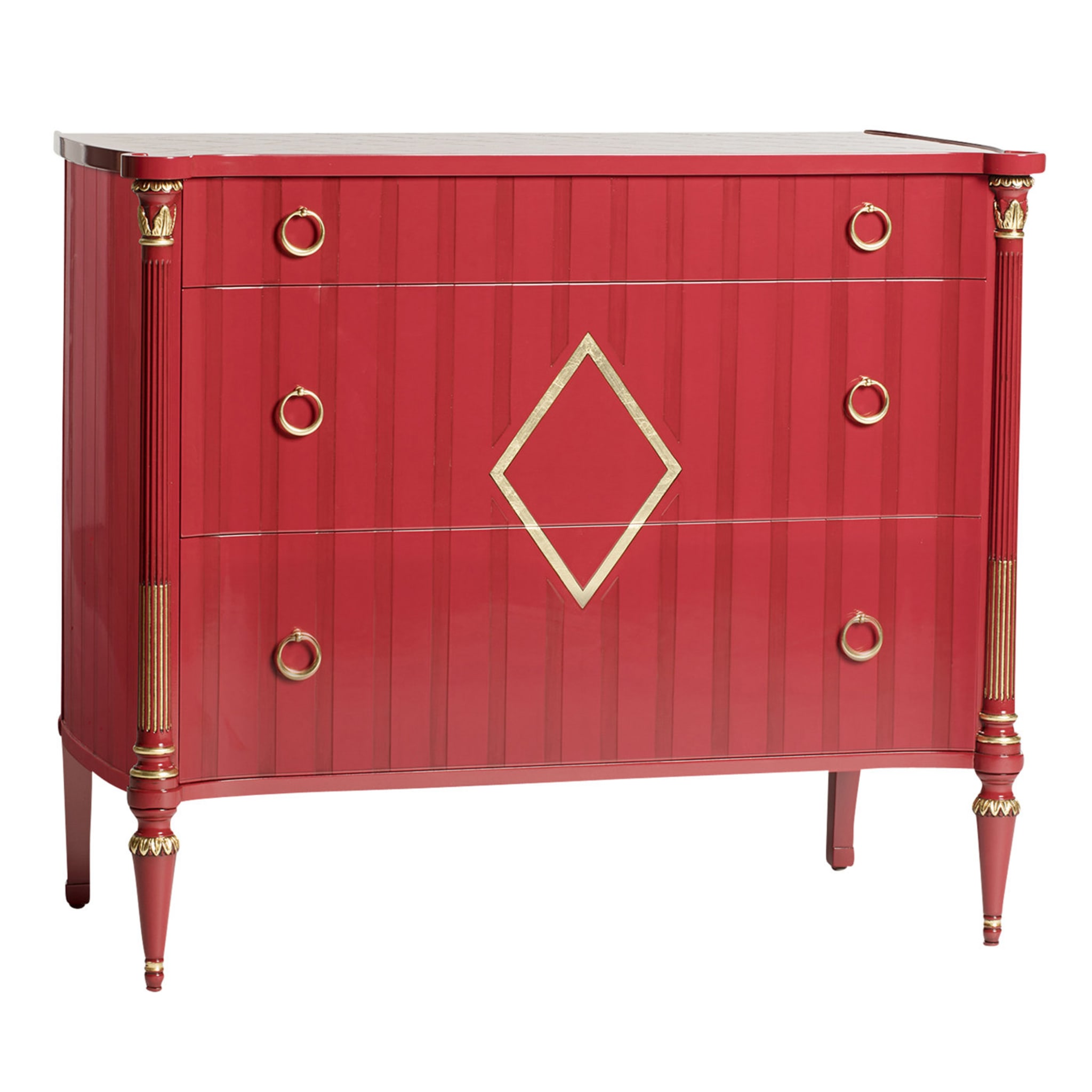 Chest of drawers Red Neoclassical style - Main view