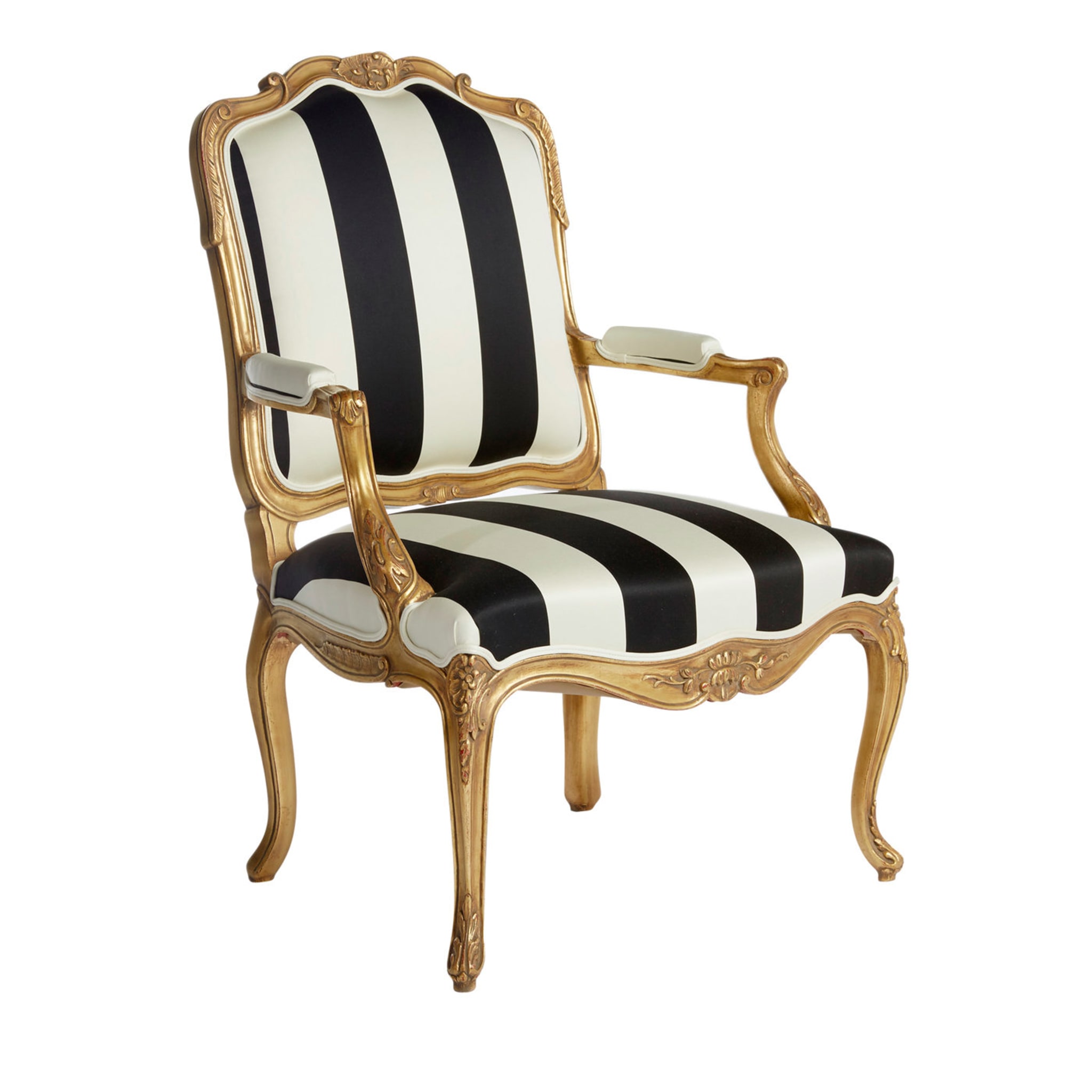 Black and White Chair With Armrests Louis XV - Main view