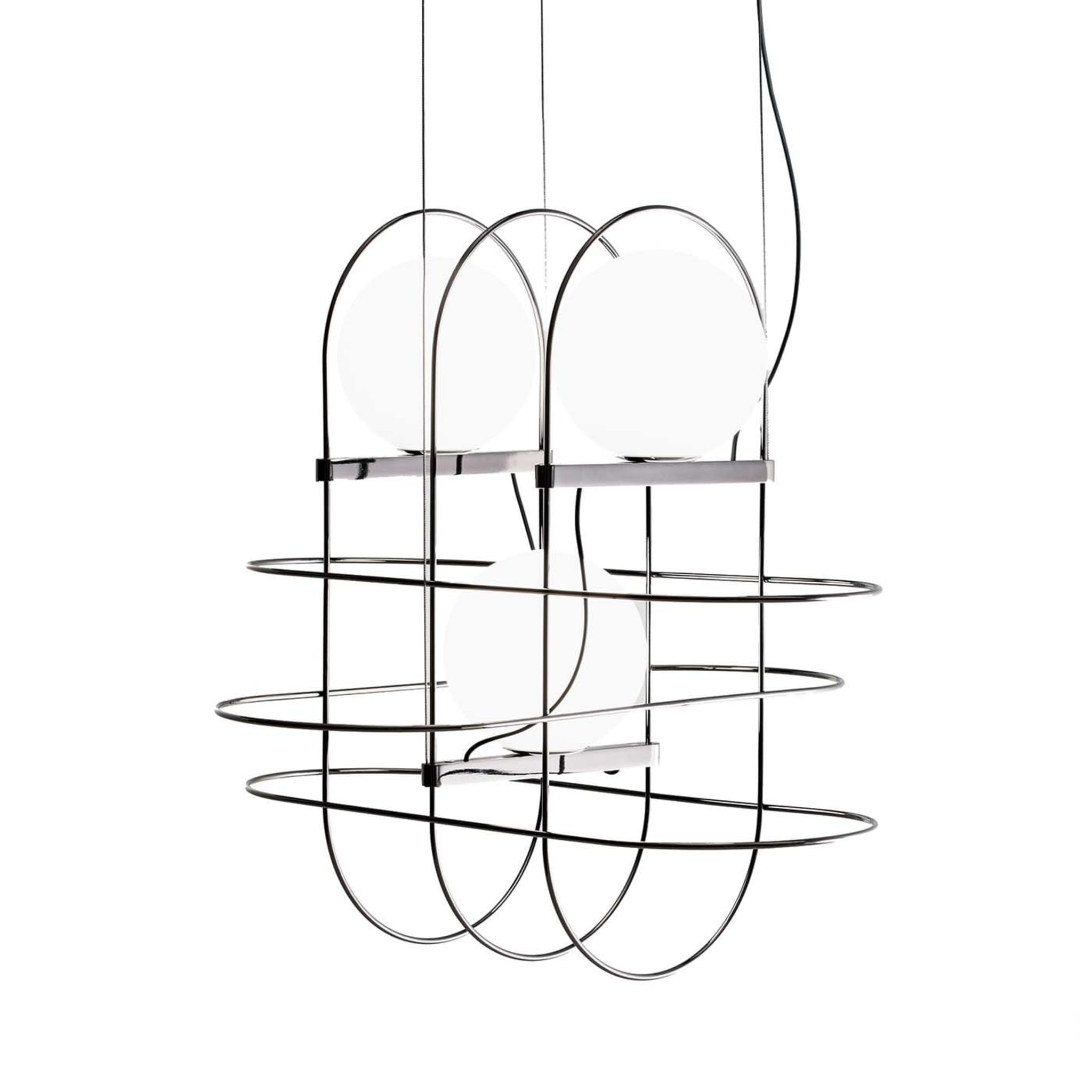 Setareh Black 3-Sphere Suspension Lamp by Francesco Librizzi - Vue principale