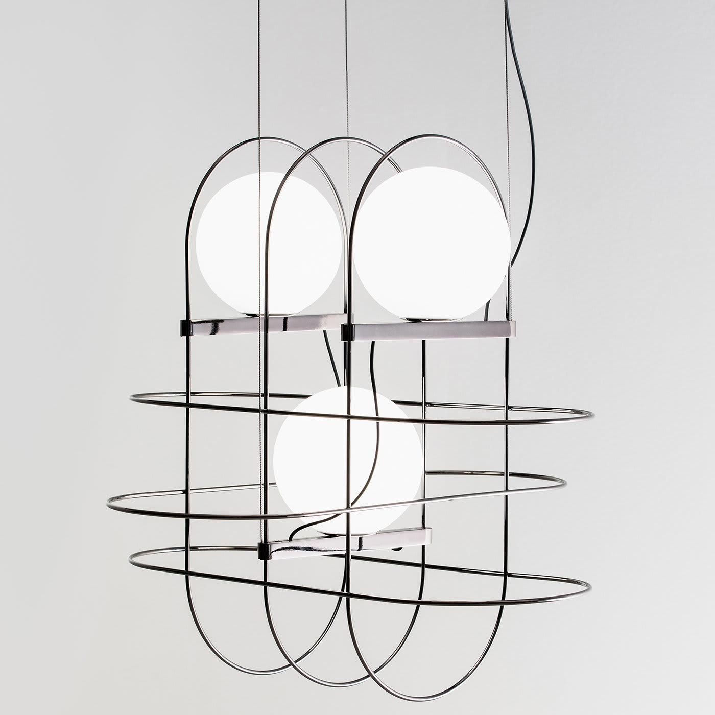 Setareh Black 3-Sphere Pendant Lamp by Francesco Librizzi - FontanaArte