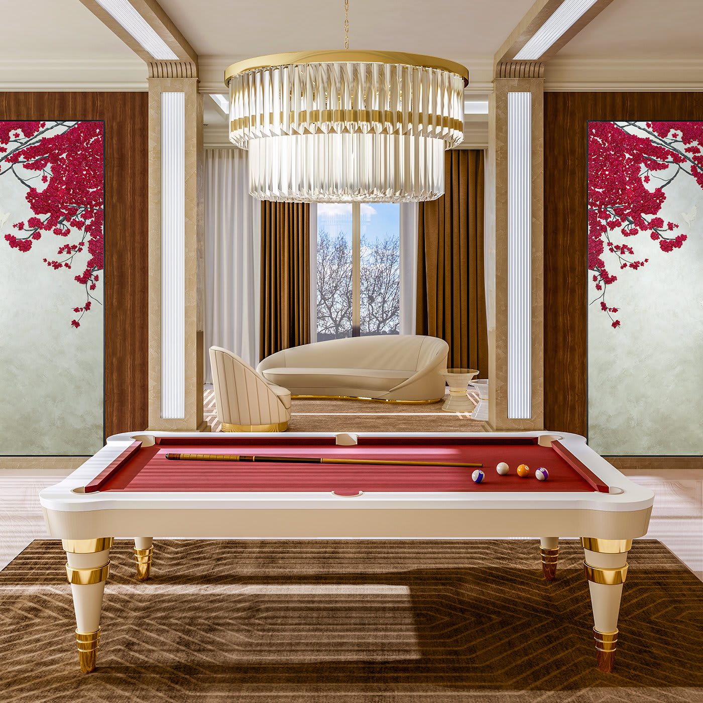 Regis burgundy pool table by Pino Vismara - Vismara