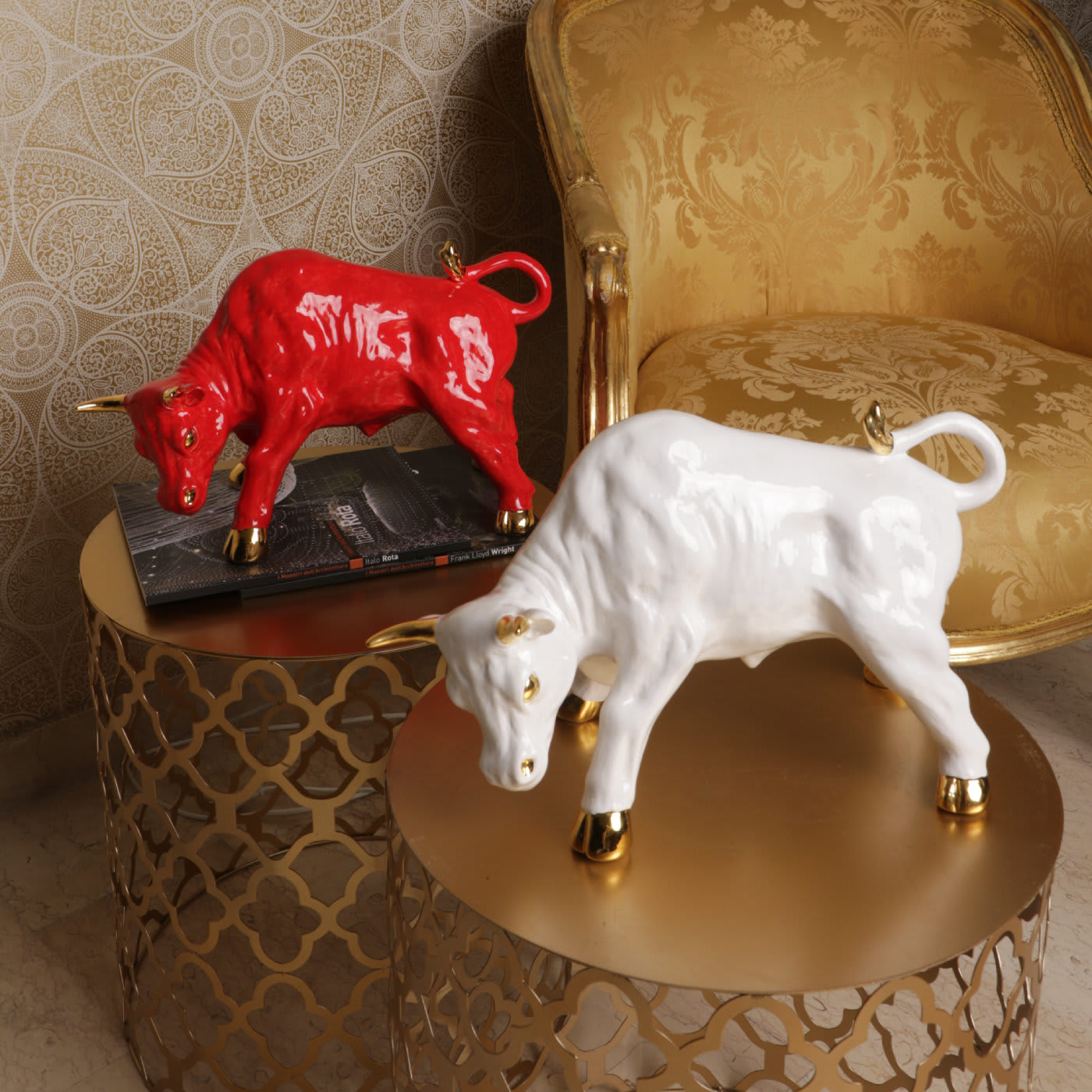Red and Gold Bull - Ceramiche Artistiche Giannini