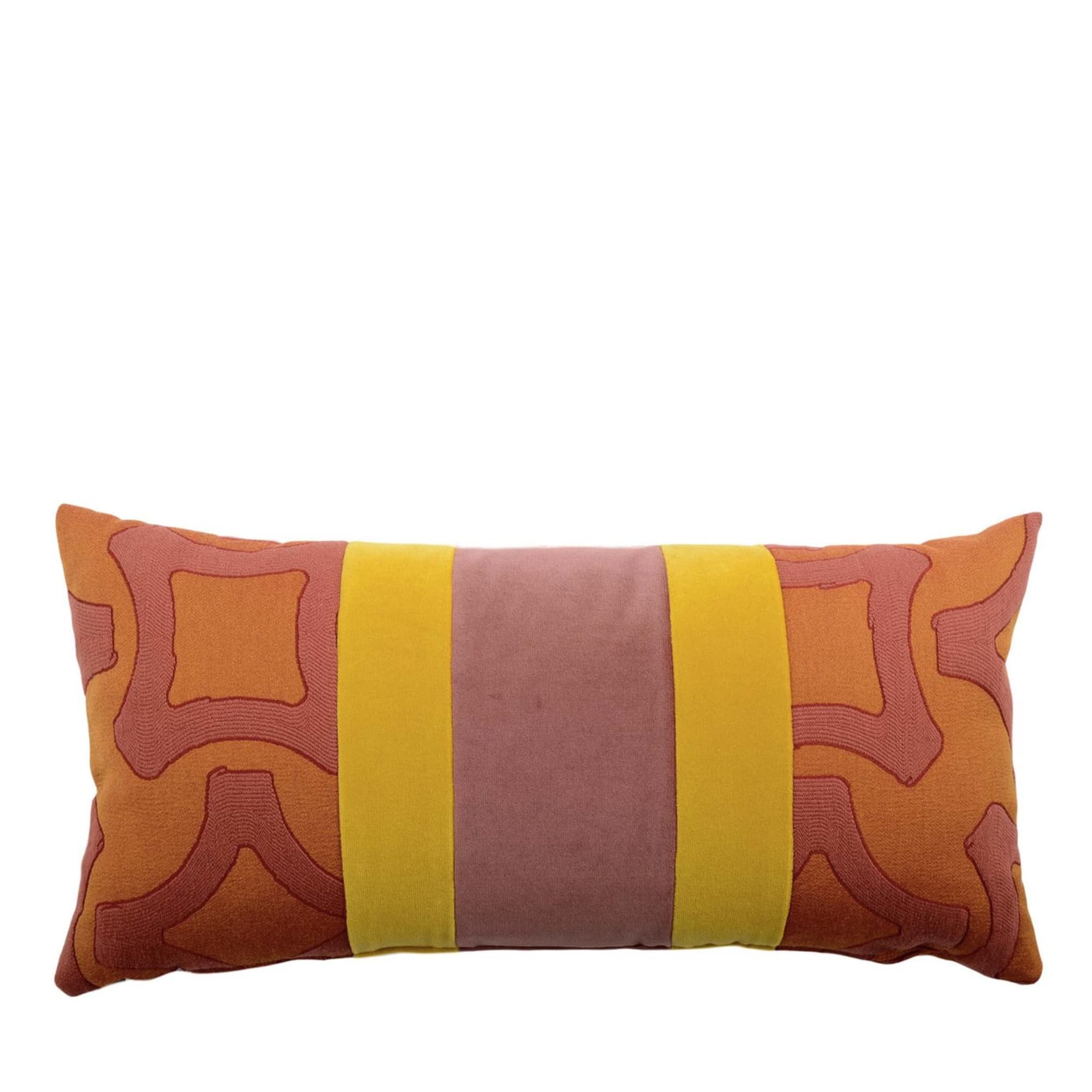 Rectangular Nastro Cushion in jacquard fabric and cotton velvet - Main view