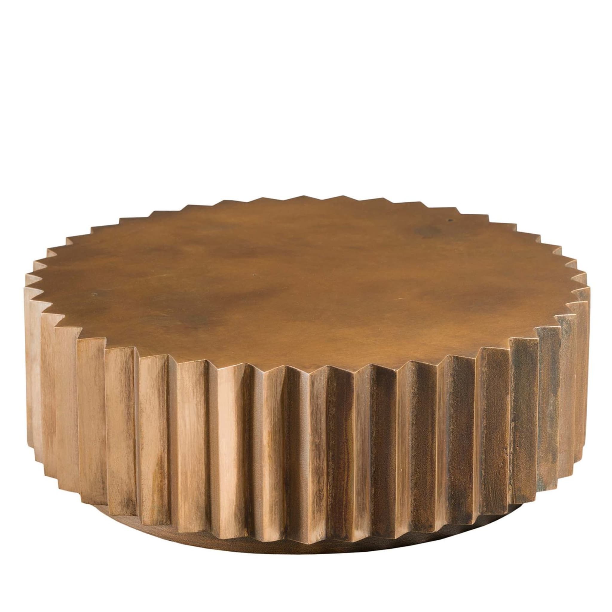 Tavolino sfaccettato Doris in fusione di bronzo ossidato - Vista principale