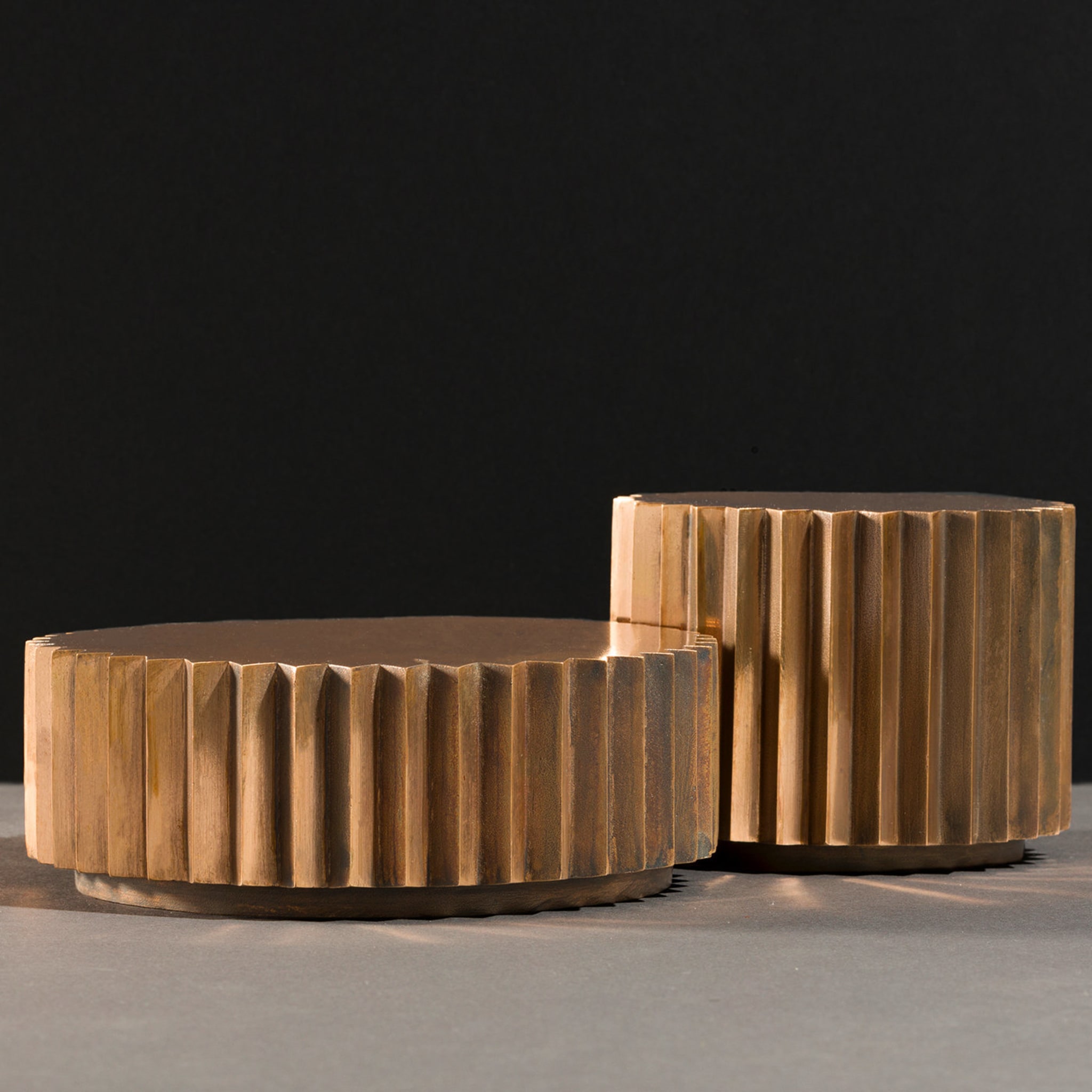 Doris Cast Oxidized Bronze Multifaceted Coffee Table Set - Alternative view 1