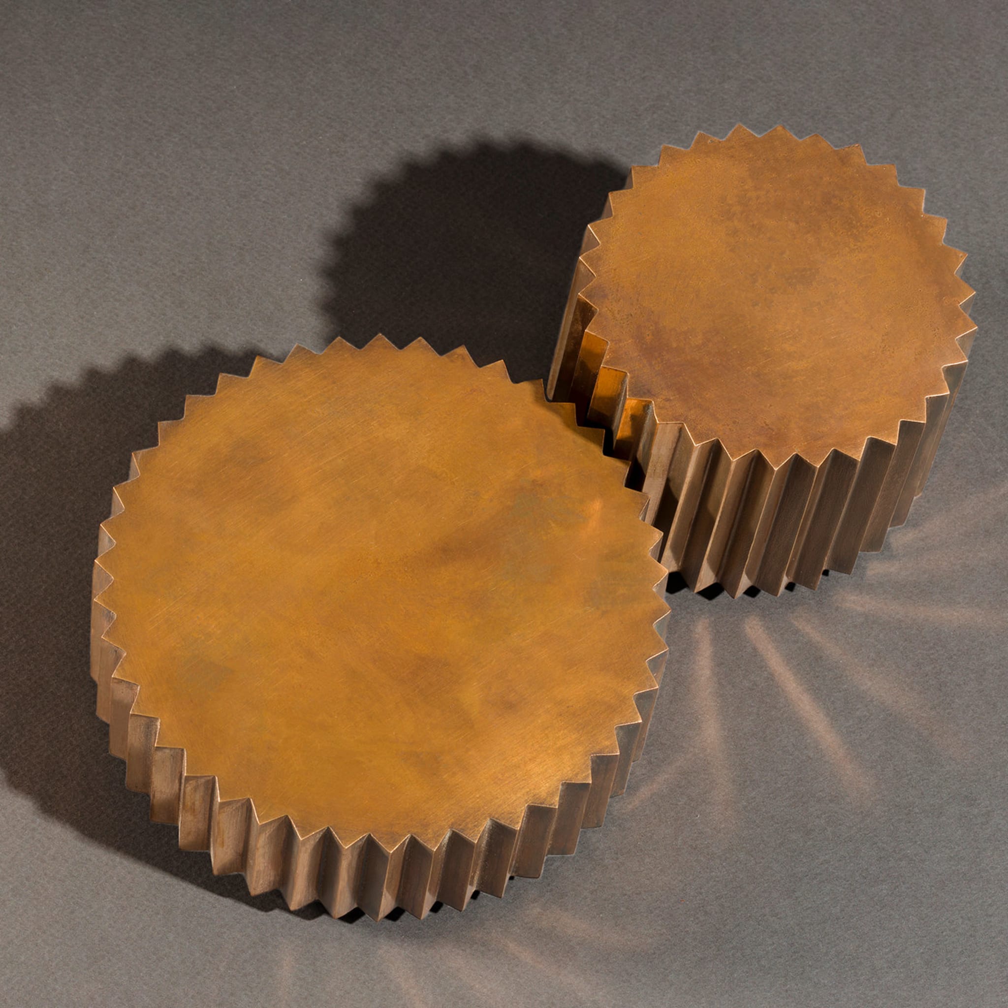 Doris Cast Oxidized Bronze Multifaceted Coffee Table Set - Alternative view 2