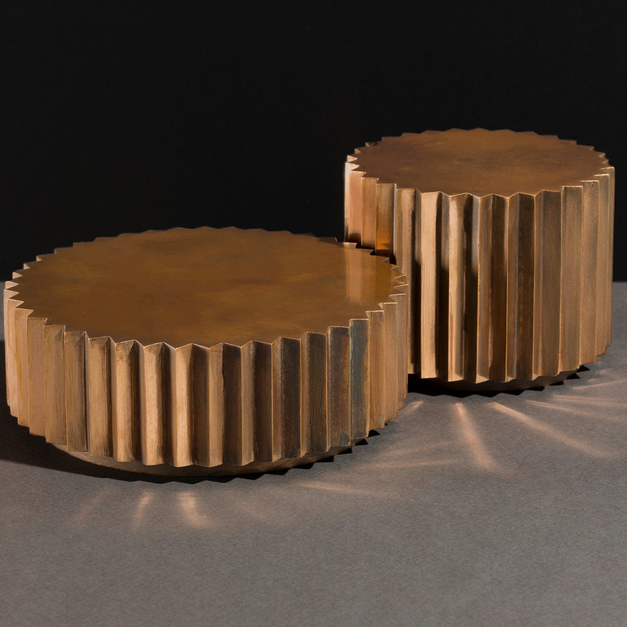 Doris Cast Oxidized Bronze Multifaceted Coffee Table Set - Alternative view 4
