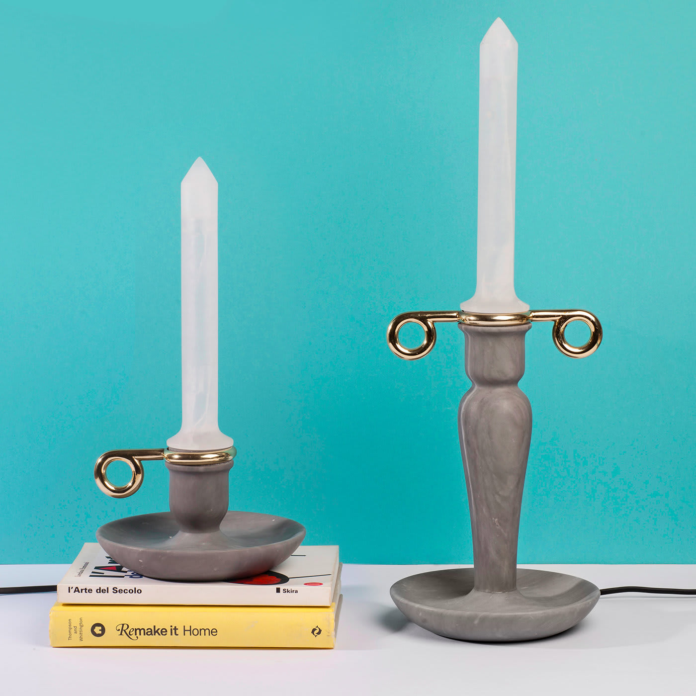 Candela Bardiglio Imperiale Marble Table Lamp - StoneLab Design