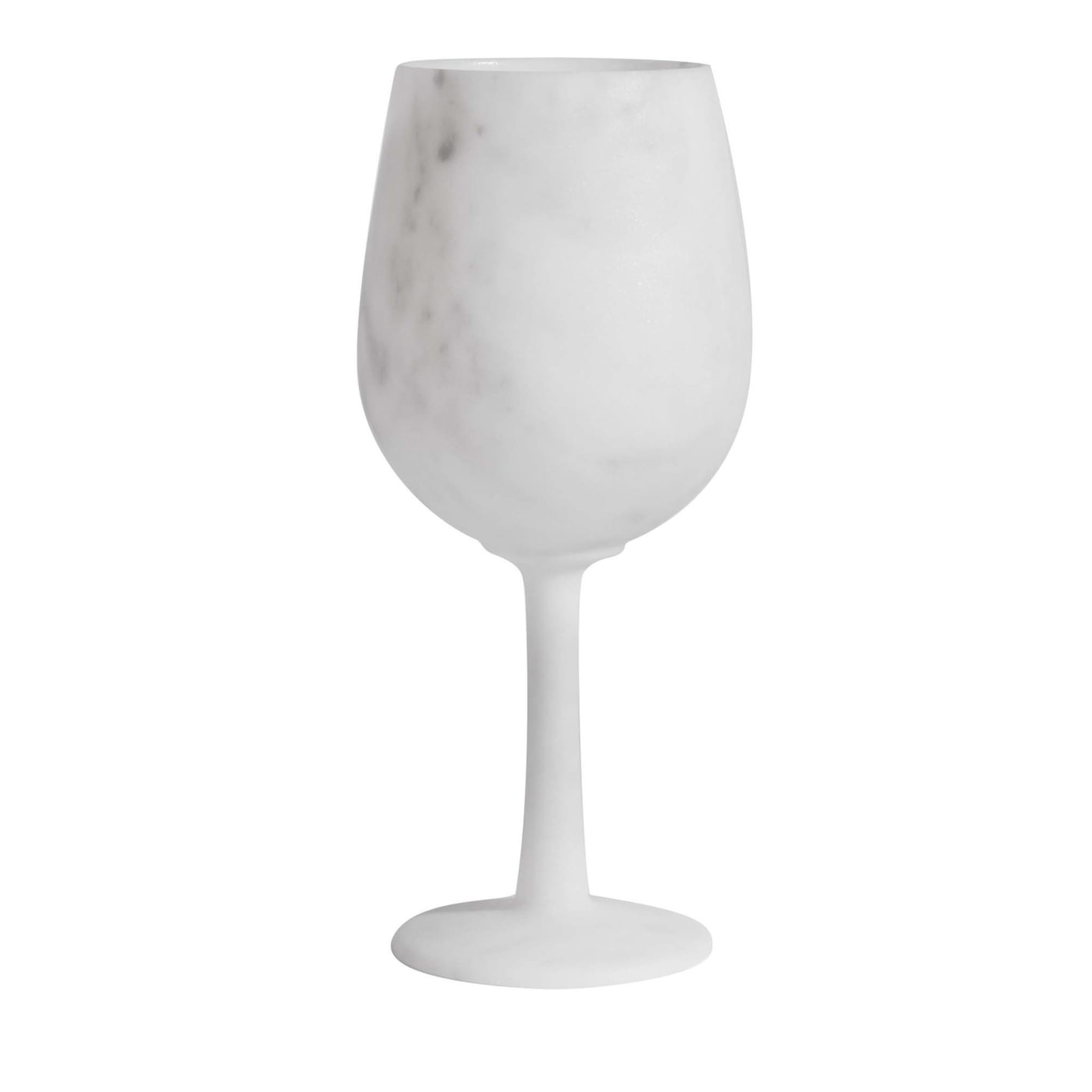 Milano Set of 2 White Carrara Wine Glasses - Main view