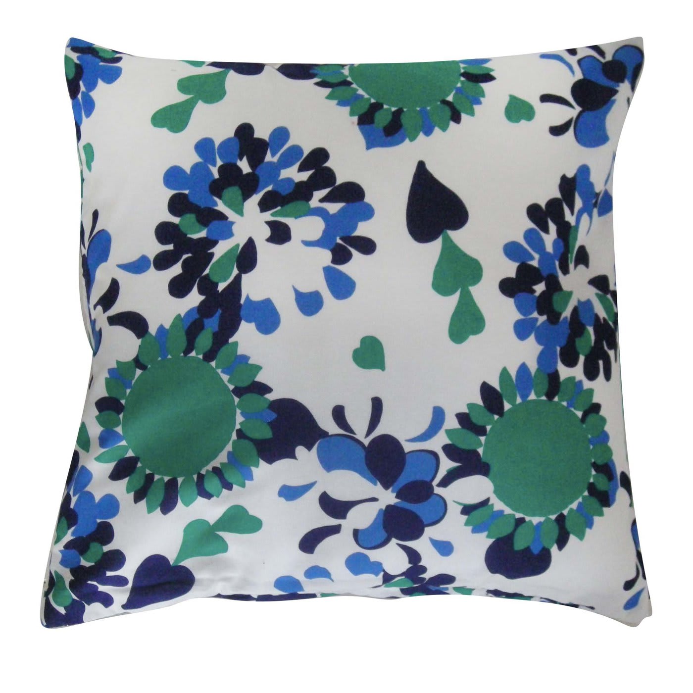 Abstract Flowers in Green and Blue Cushion - Desartcasa