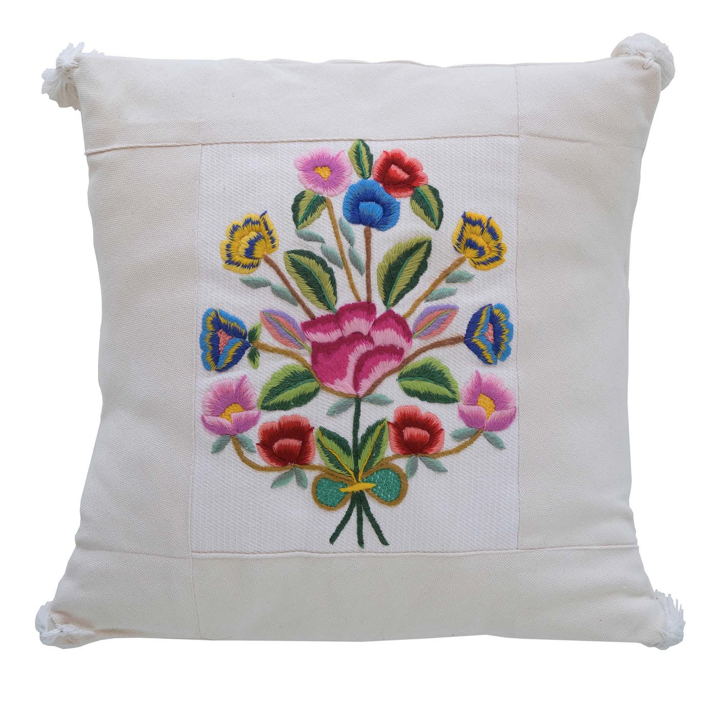 Embroidered Flower Bouquet Cushion - Le Botteghe su Gologone