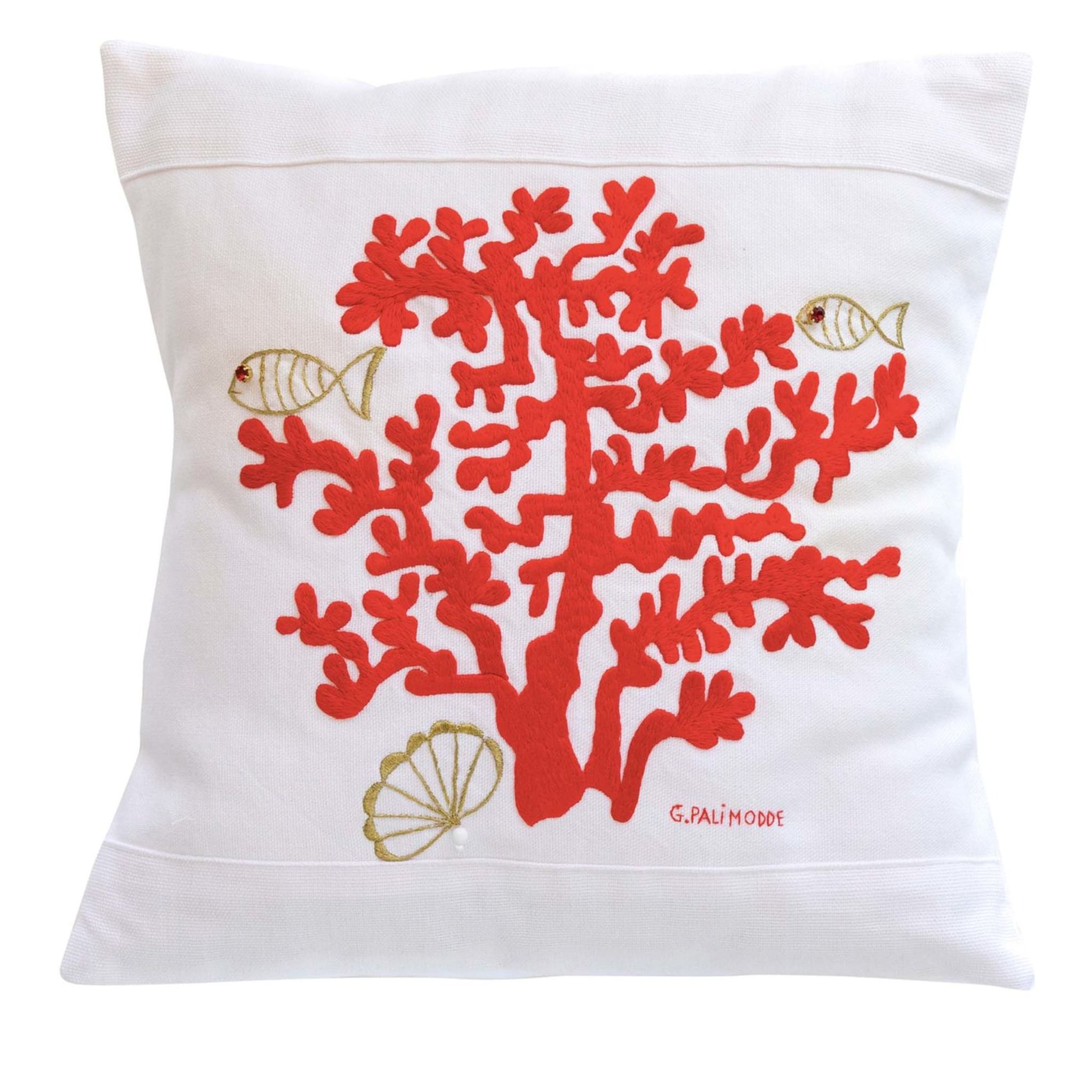 Embroidered Coral Cushion - Main view