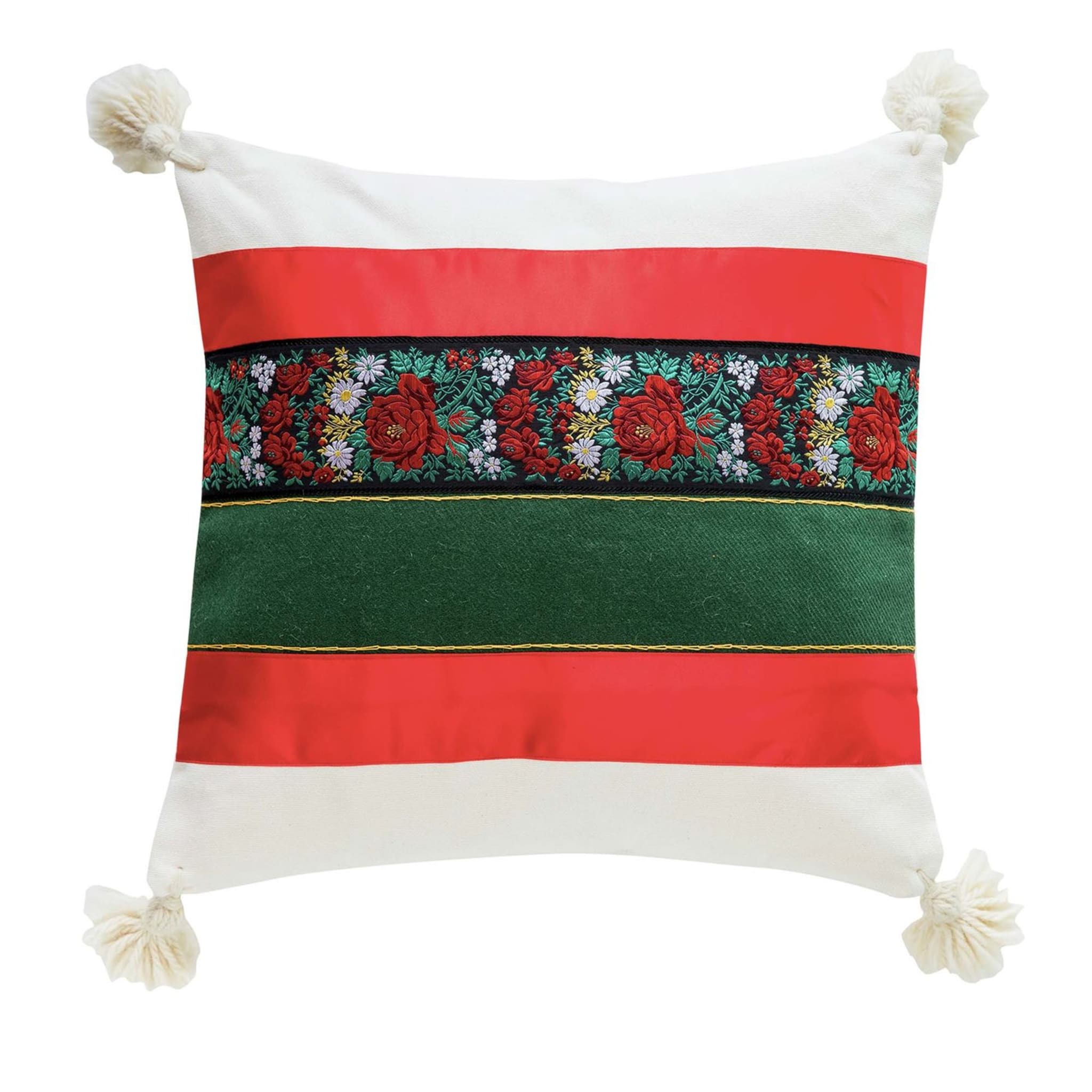 Cuscino rosso e verde della tradizione - Vista principale