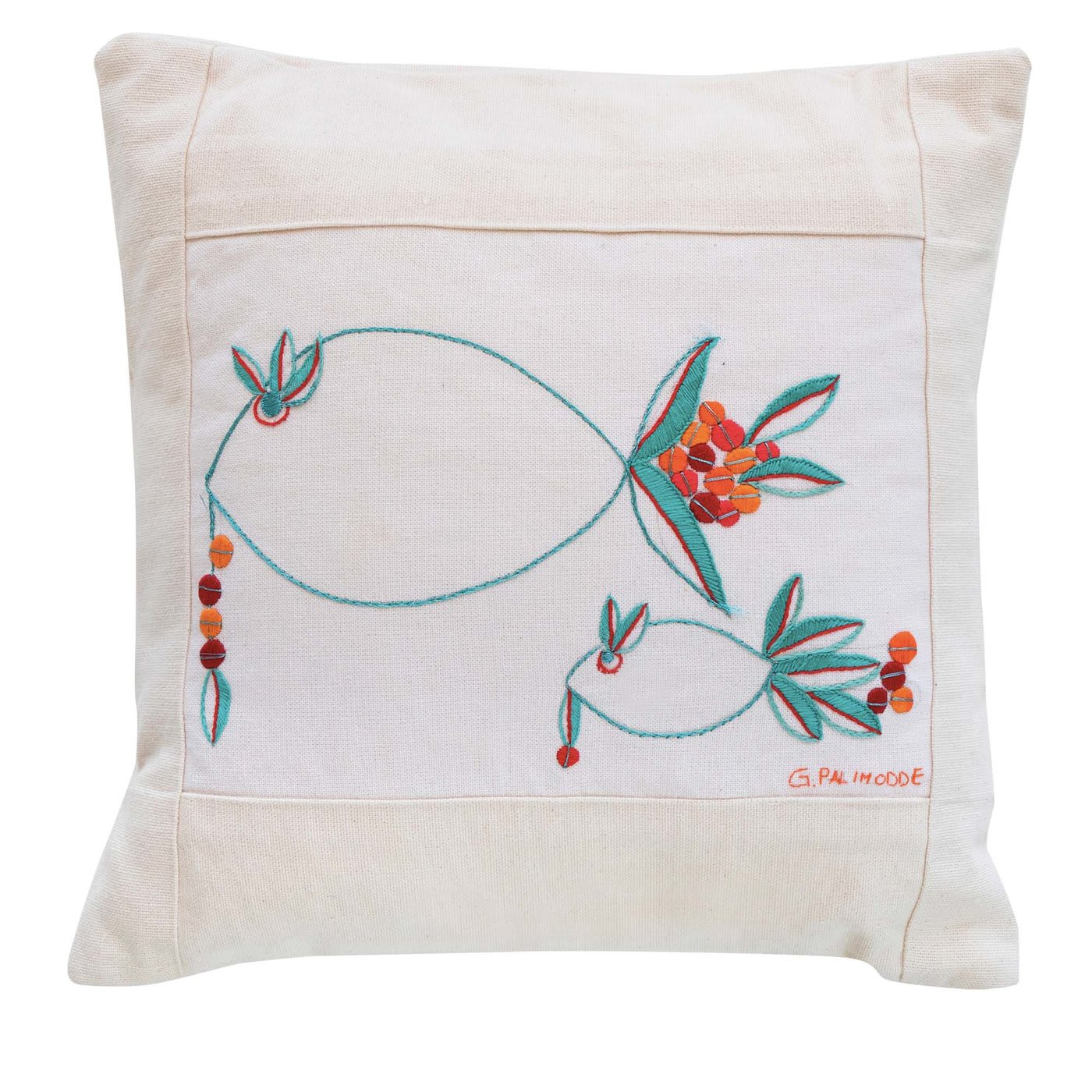 Embroidered Fish Cushion - Le Botteghe su Gologone