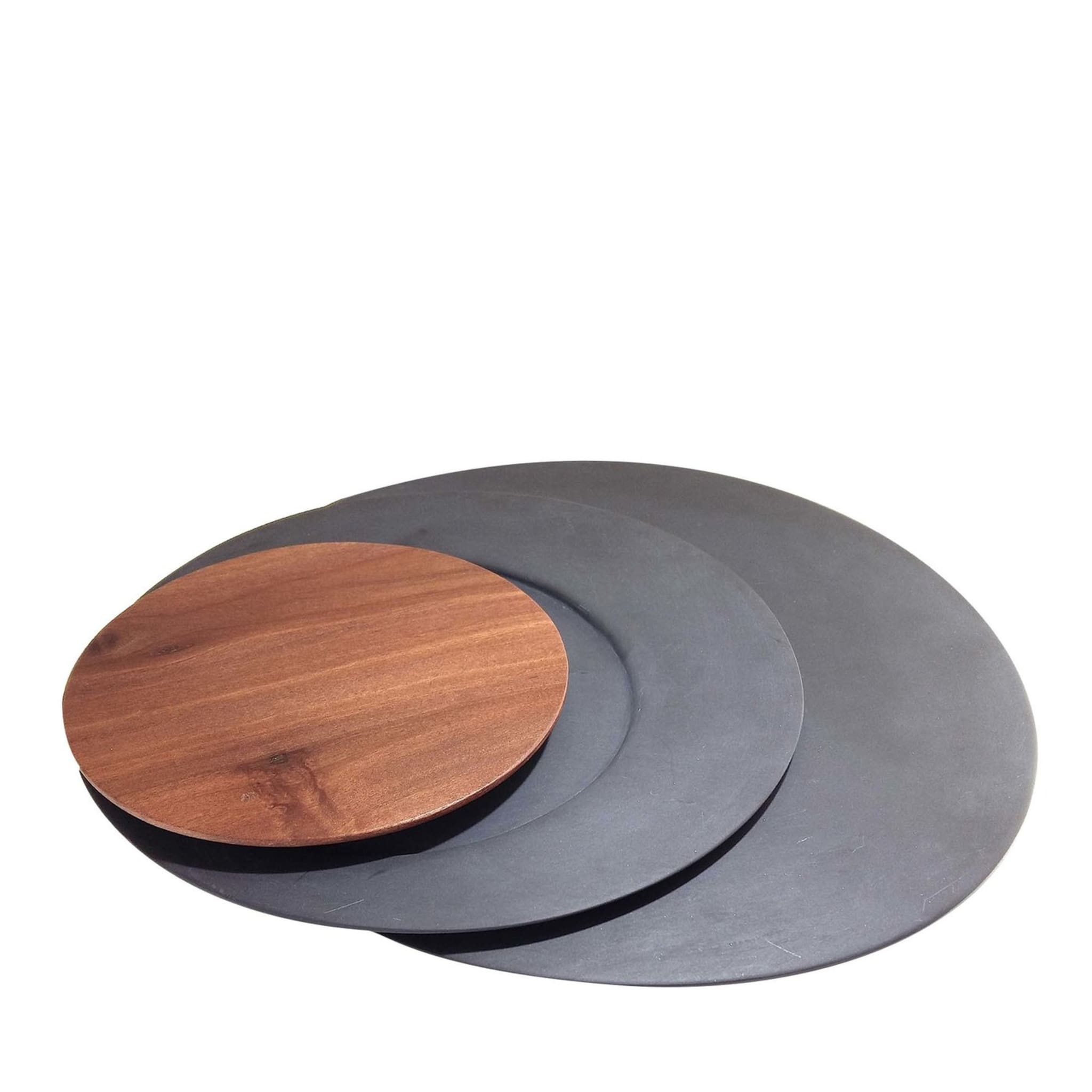 Lune #1 Set of 3 Slate and Walnut Plates by Roberto Monte - Main view