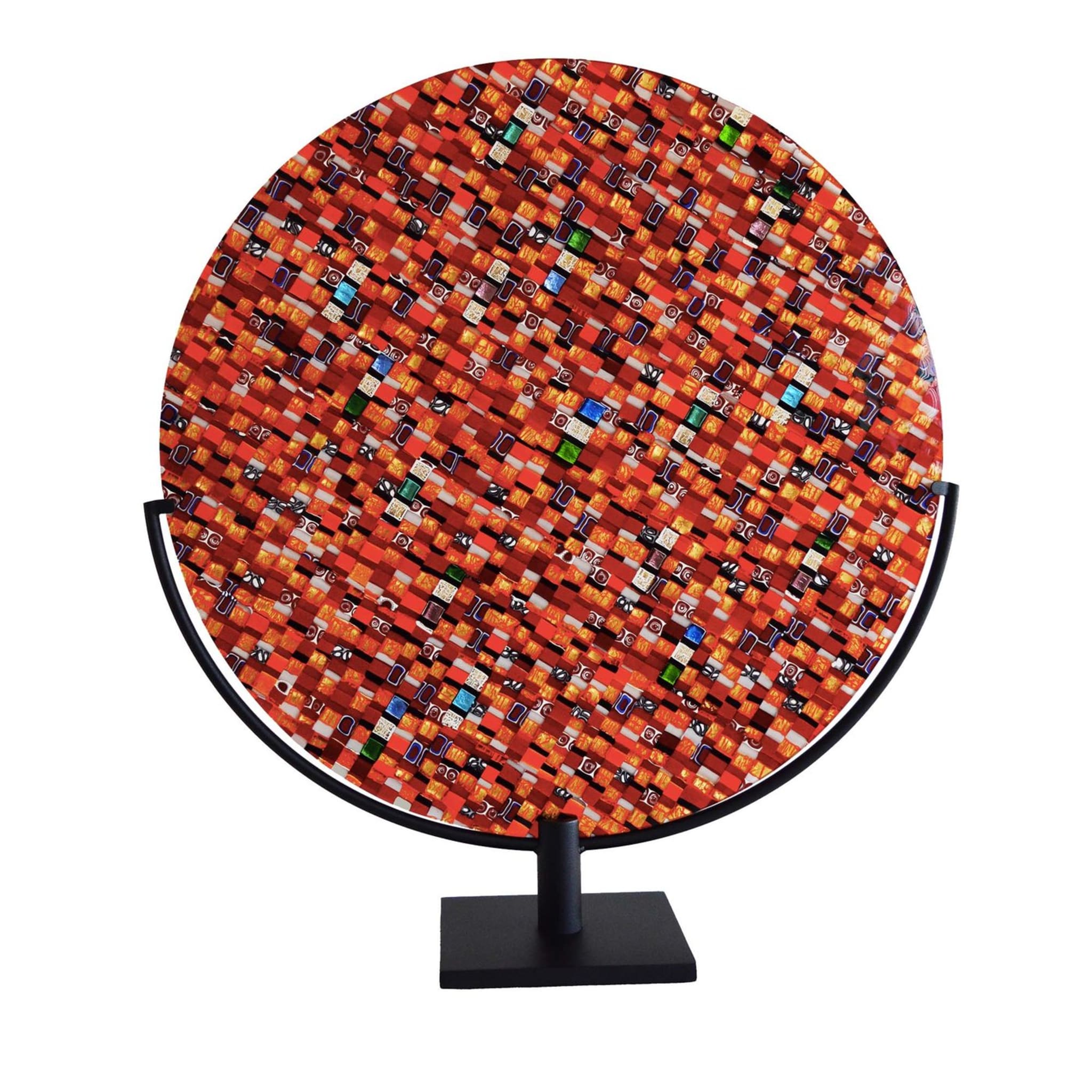 Sunshine Venetian Red Murano Glass Disc by Andrea Orso - Main view