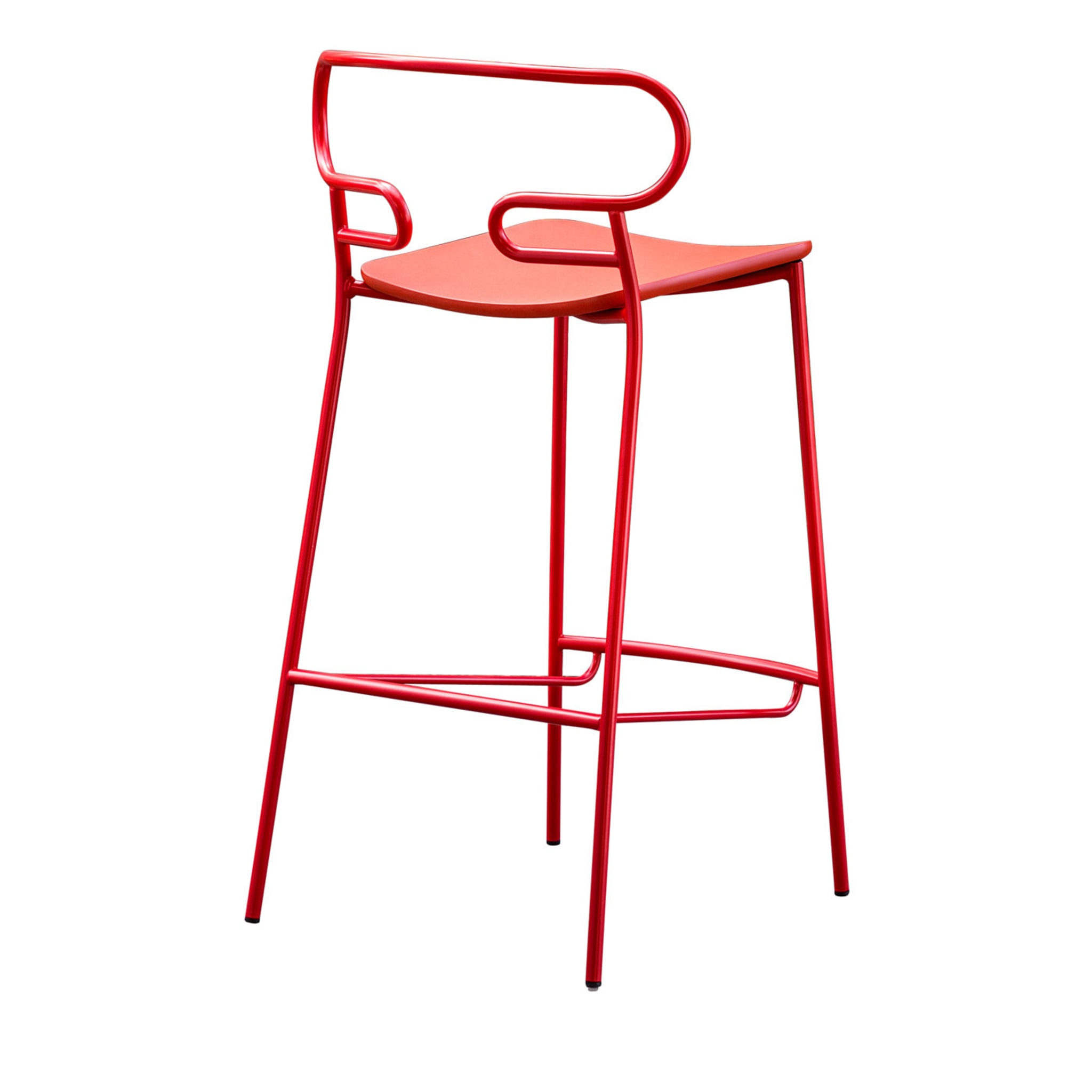 Genoa Red Bar Stool By Cesare Ehr - Alternative view 3
