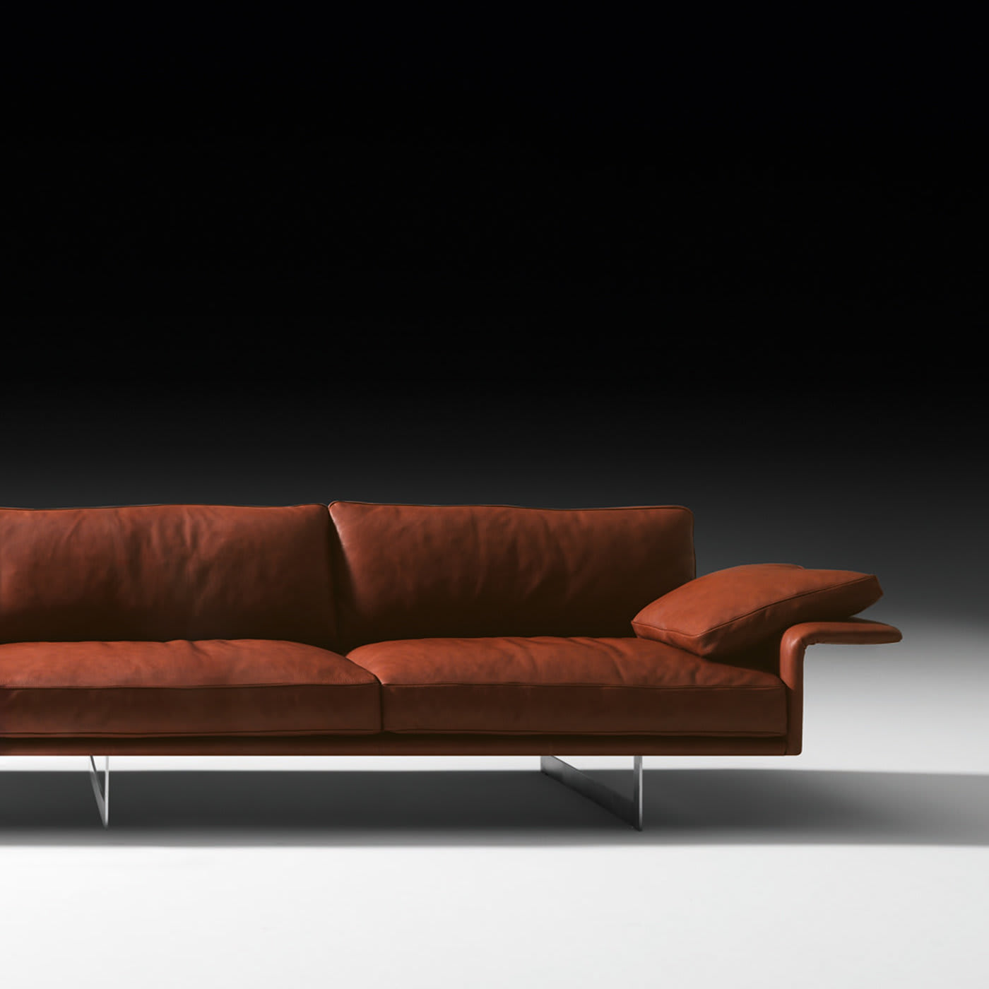 Alato Brown Leather Sofa - Black Tie