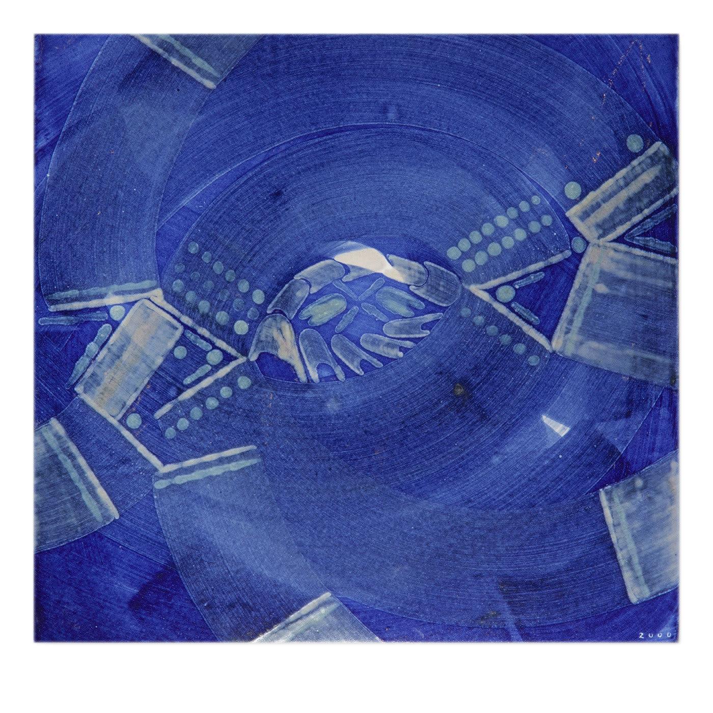 Large Blue Optical Tile - Ceramica Pinto