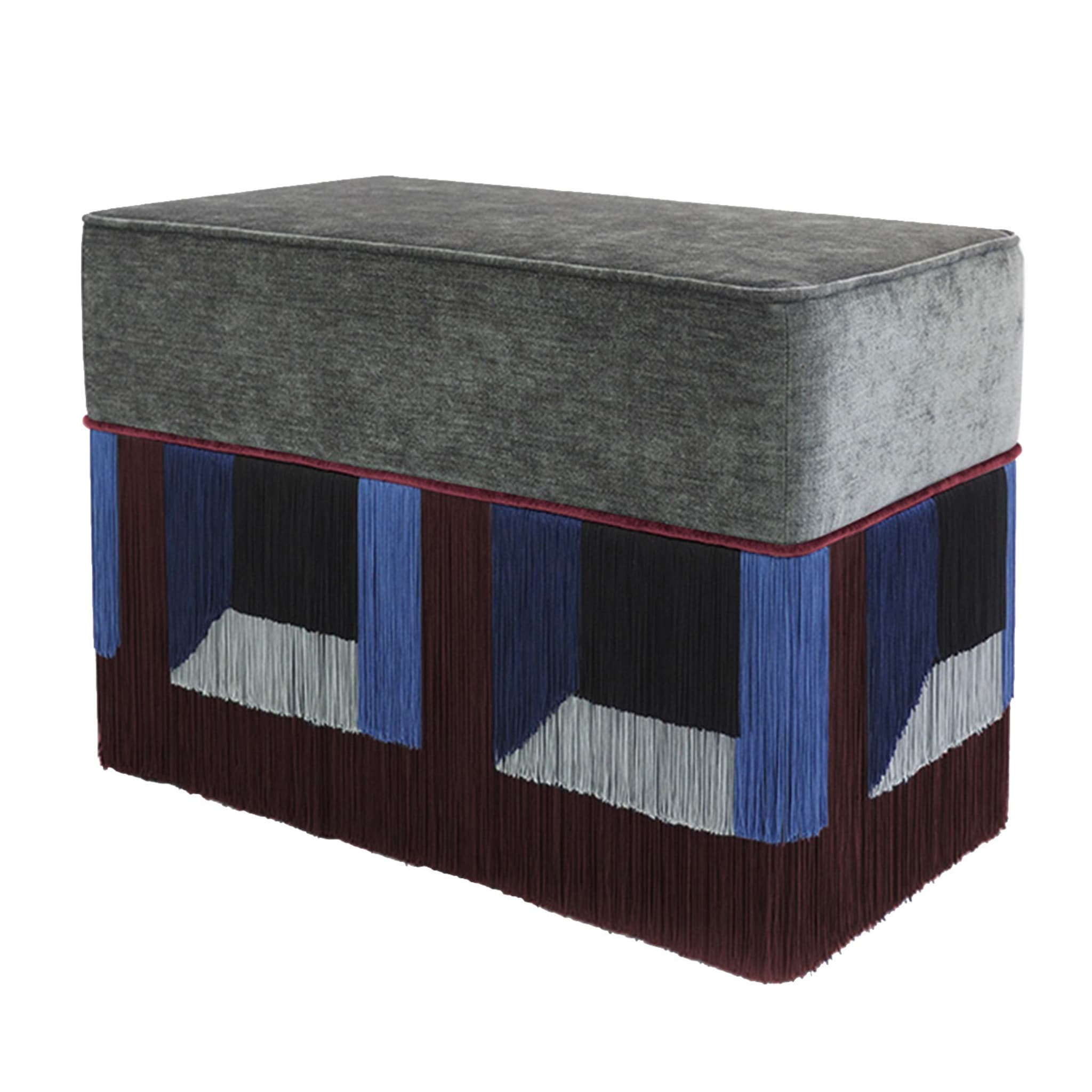 Couture Geometric Gio' Bench with Burgundy Fringe - Main view