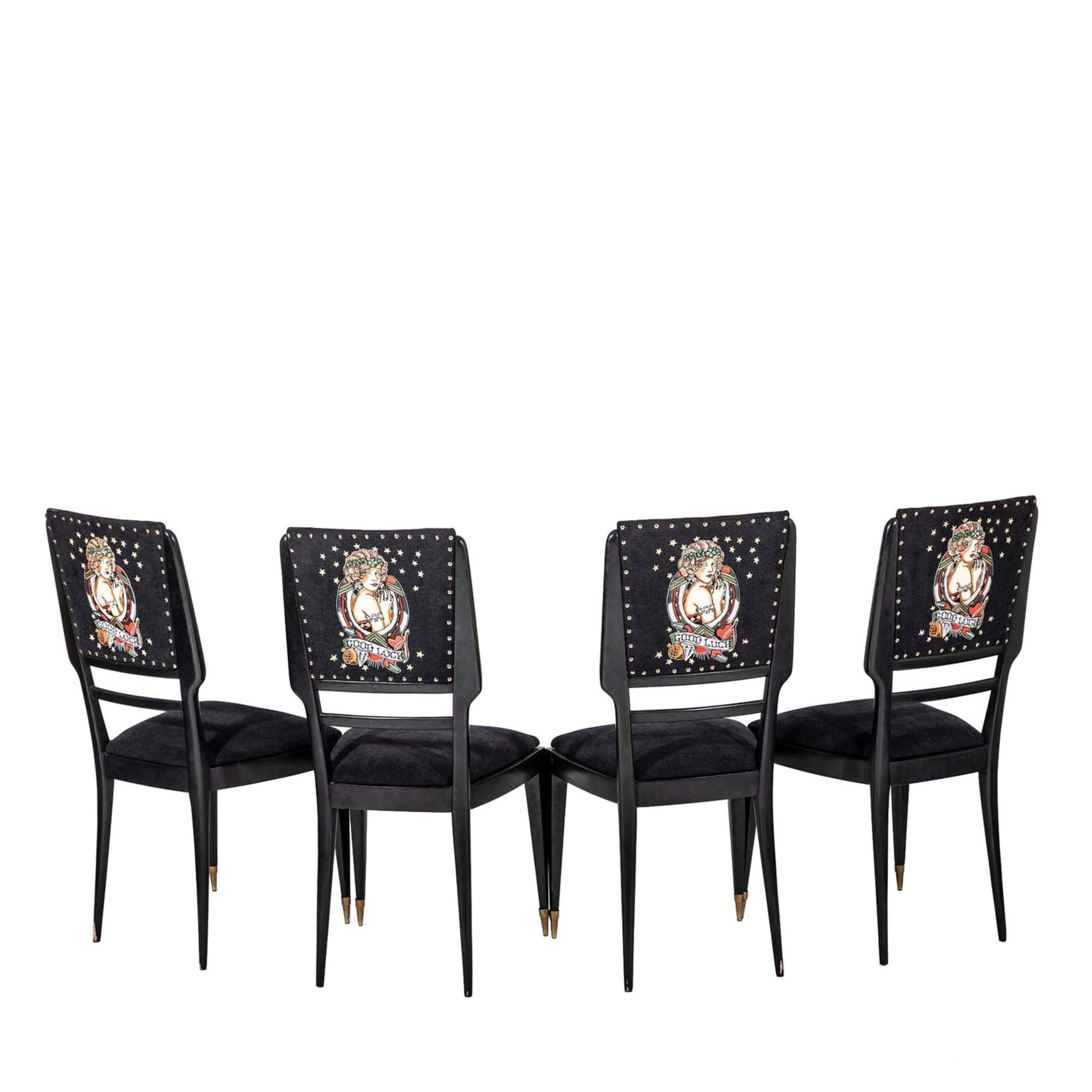 Set of 4 Old School Sailor Jerry Dining Chairs - Main view