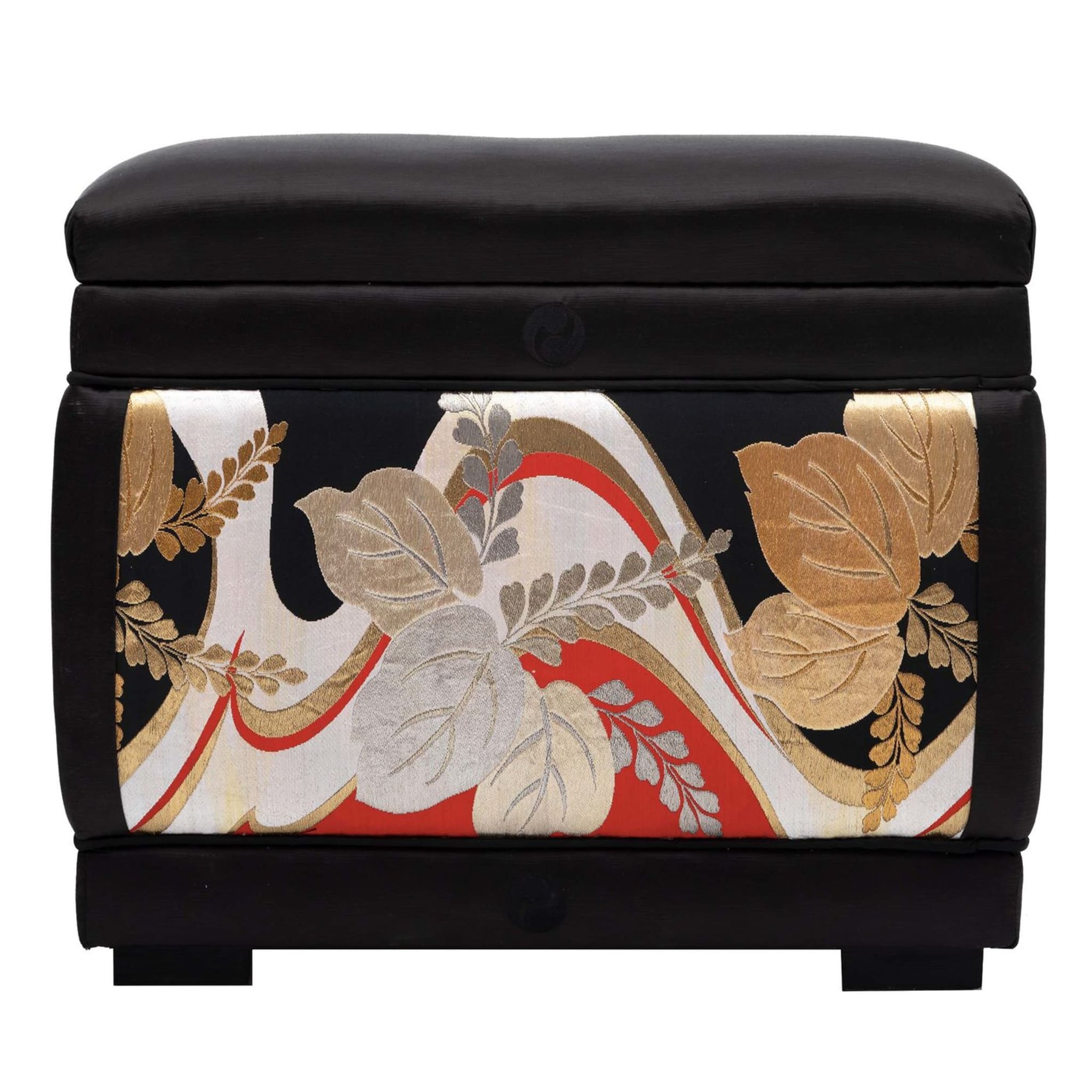 Ottoman Covered With Antique Japanese Obi Sashes  - Main view