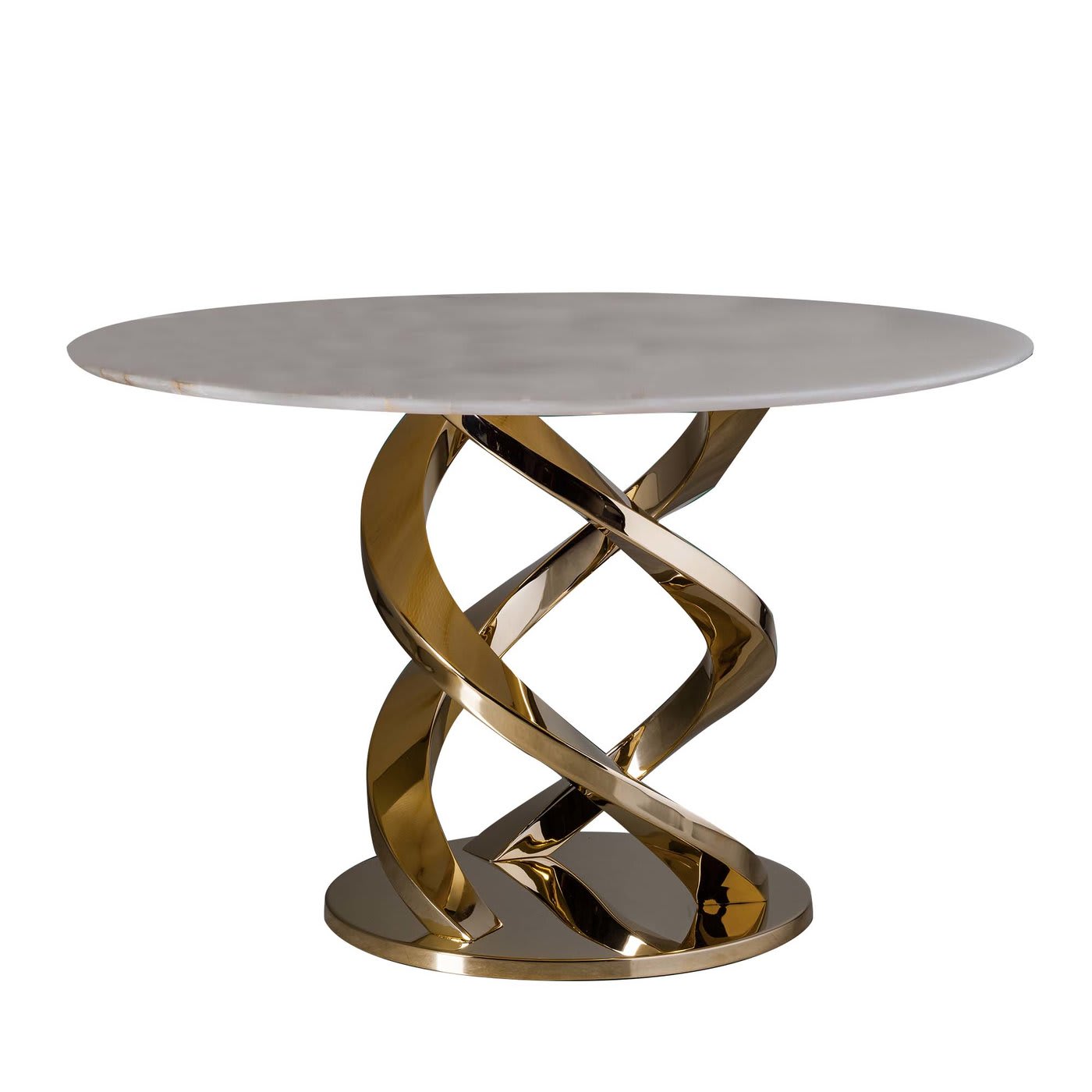 Cerberus Dining Table with Onyx Gold Marble Top - Villari Home Couture