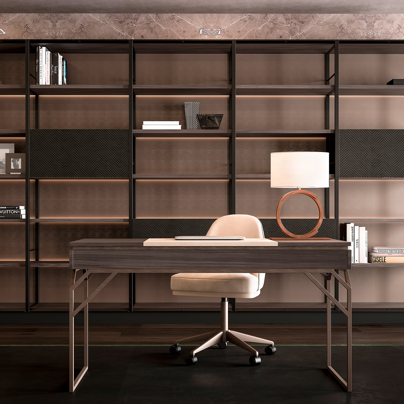 Desk in leather and wood - CPRN Homood