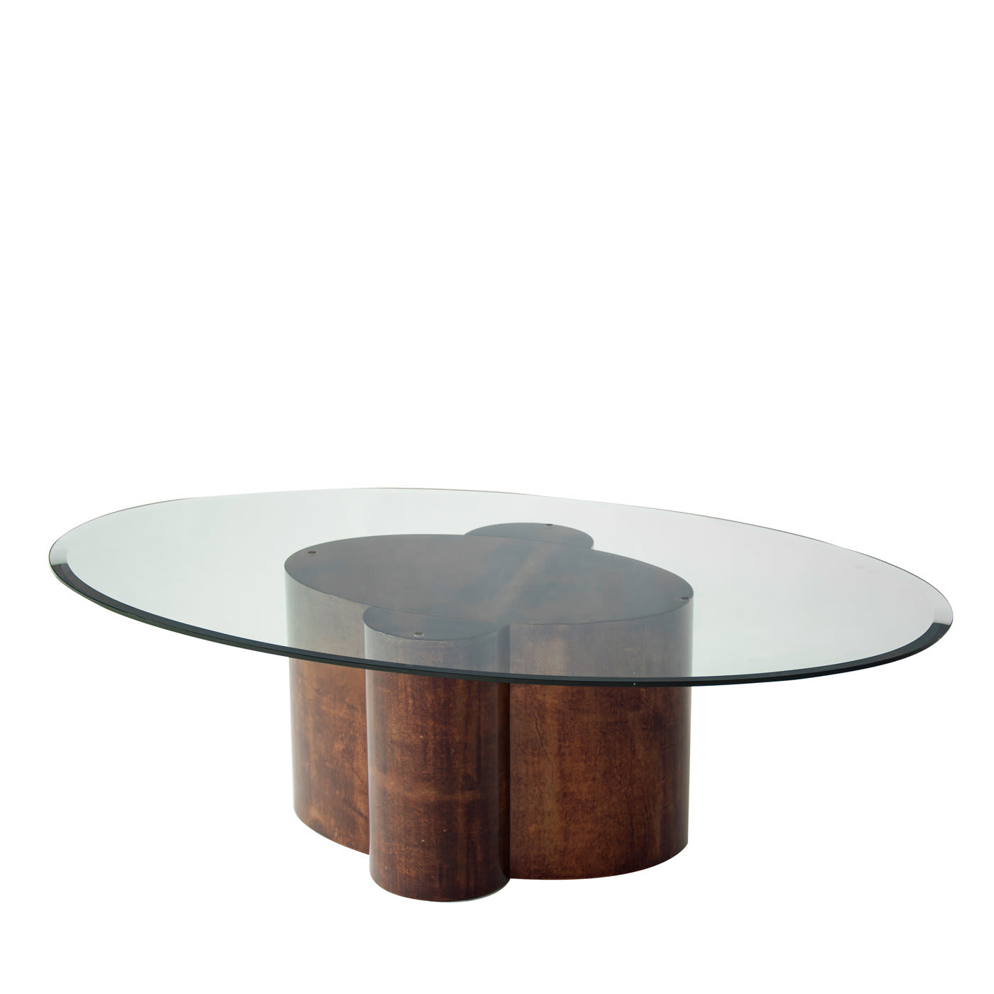 Vintage Oval Coffee Table with Glass Top - Tura