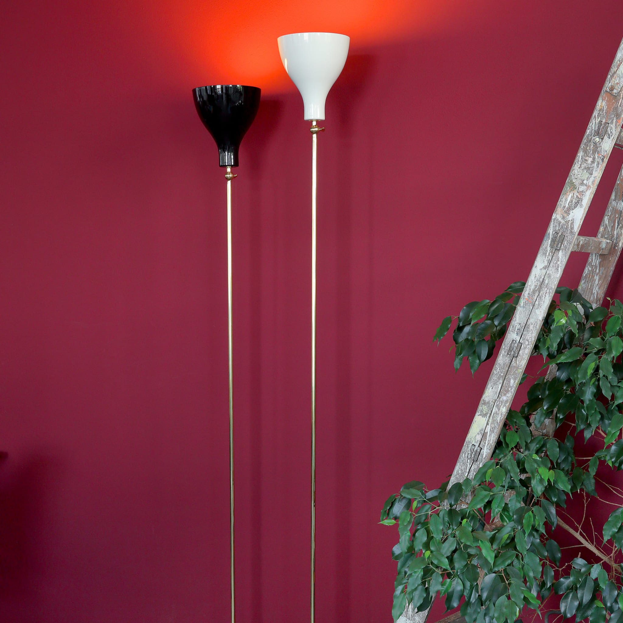 Lady V Black and White Tall Floor Lamp in Brass - Alternative view 3