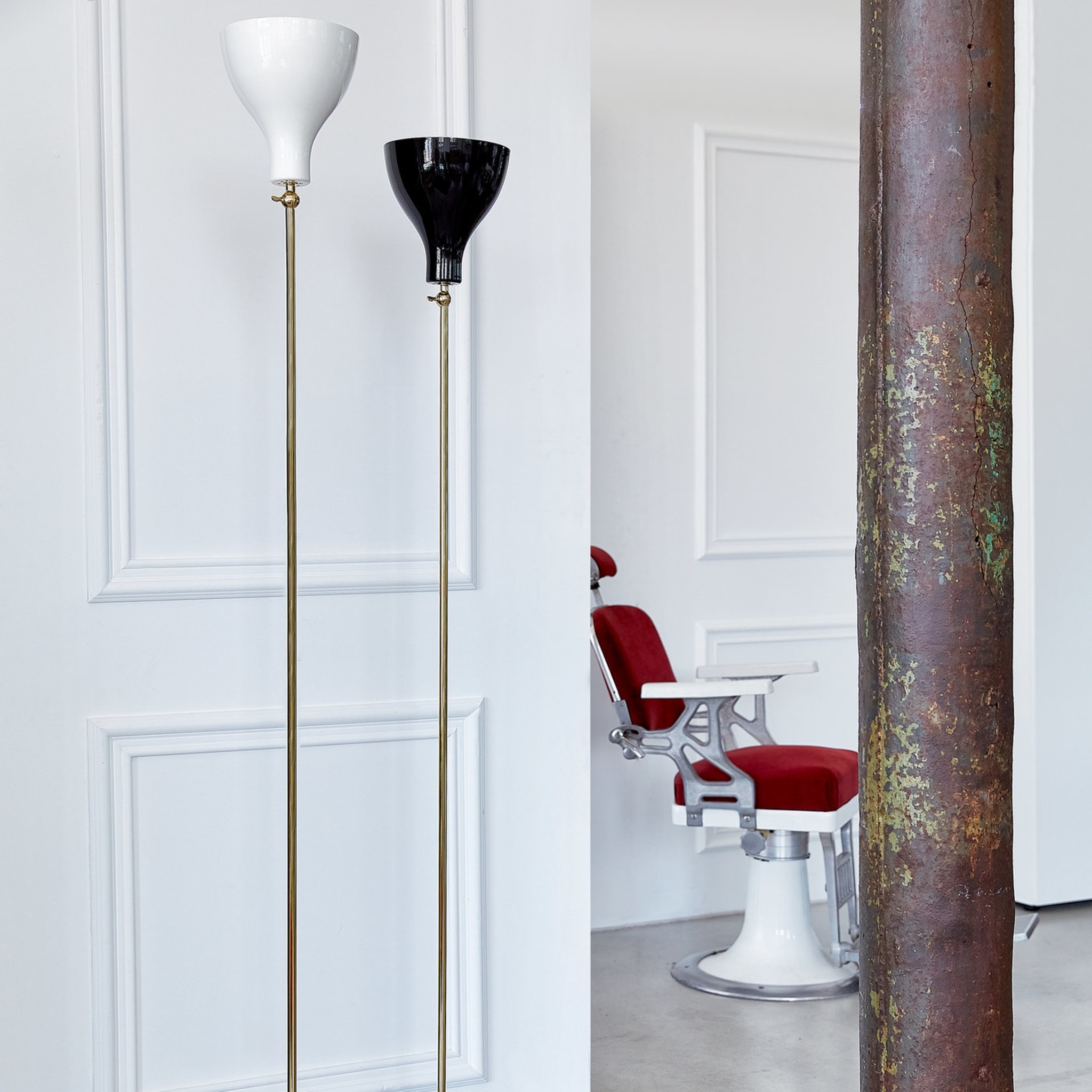 Lady V Black and White Tall Floor Lamp in Brass - Alternative view 2